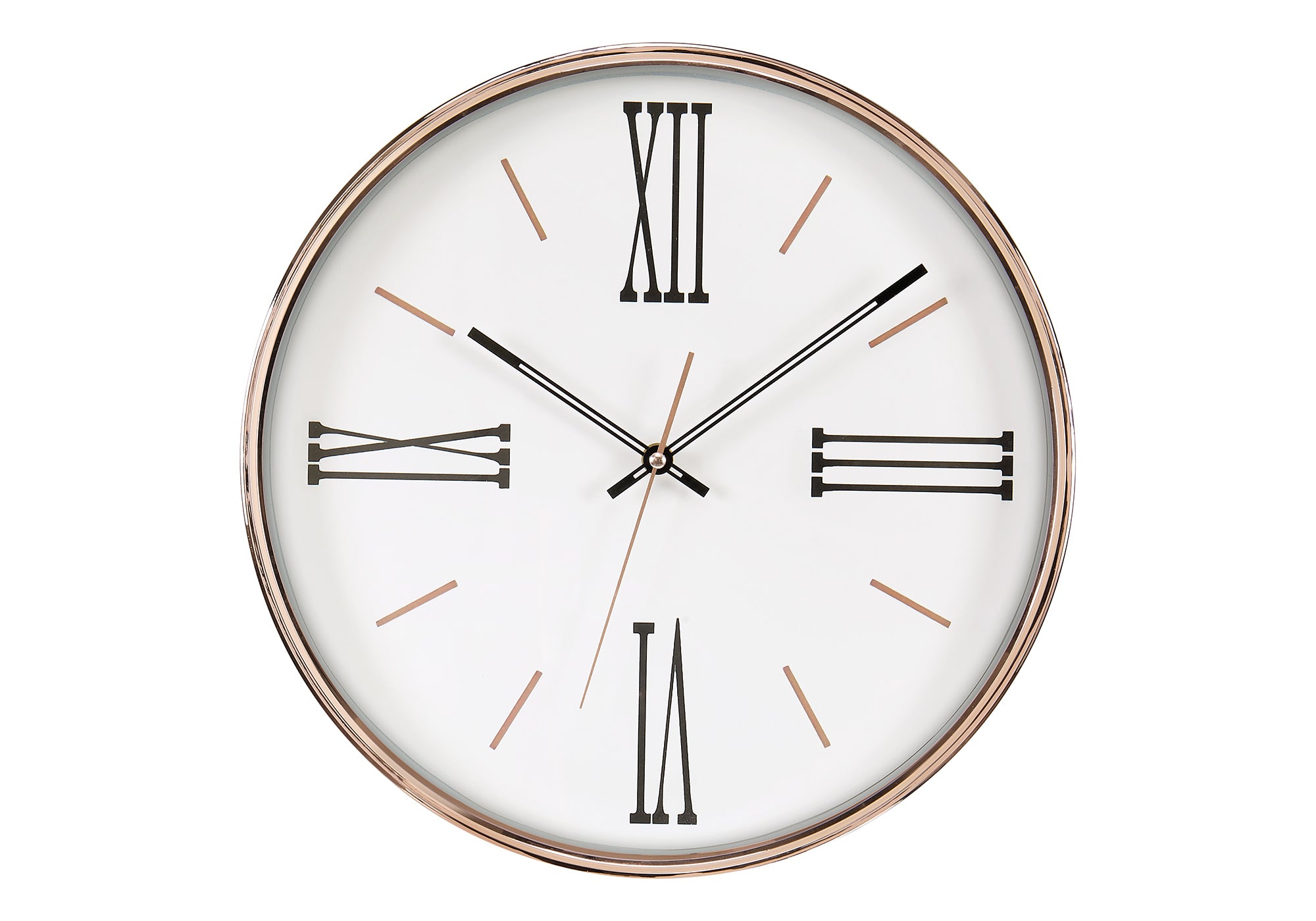 HORLOGE - 14" DIA. MURALE /  FINI BLANC AVEC CADRE DORE – I 9094