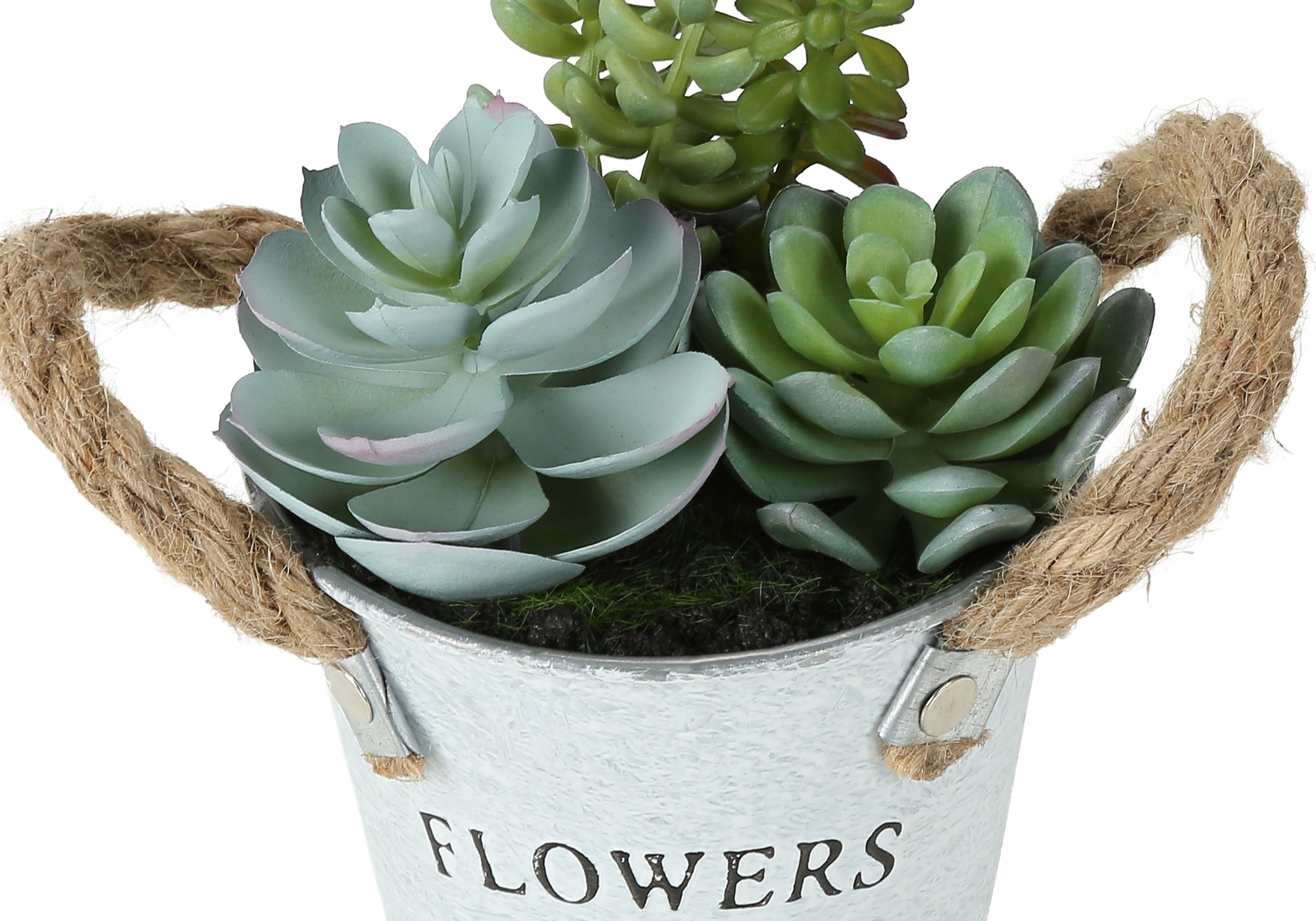 PLANTE ARTIFICIELLE - 2MCX / 7"H SUCCULENT POT 5" METAL – I 9361