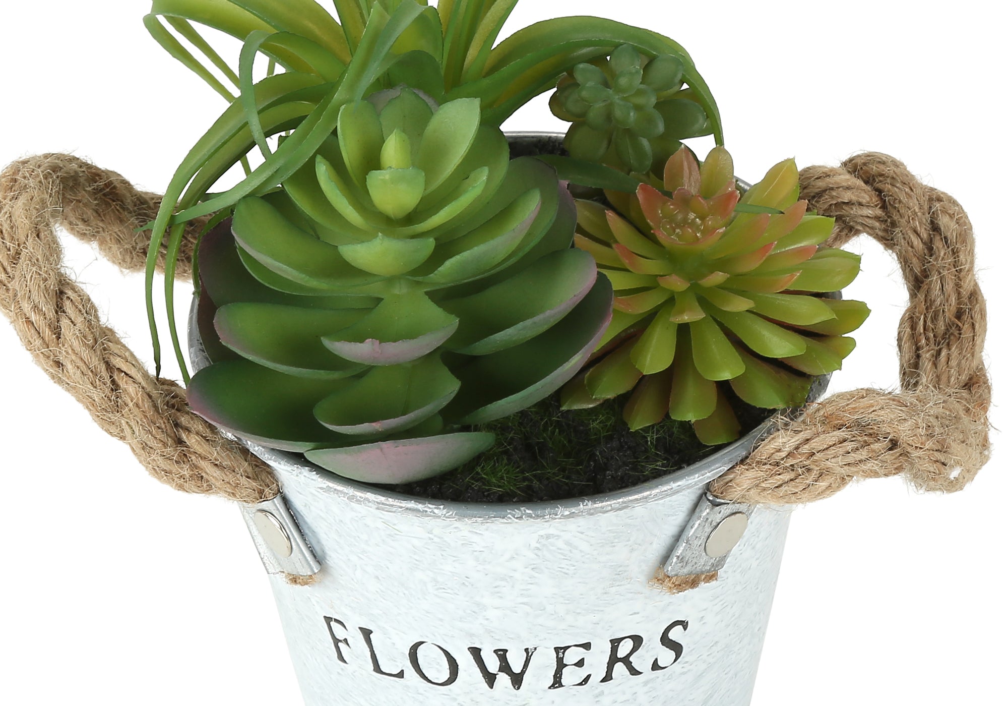 PLANTE ARTIFICIELLE - 2MCX / 7"H SUCCULENT POT 5" METAL – I 9361
