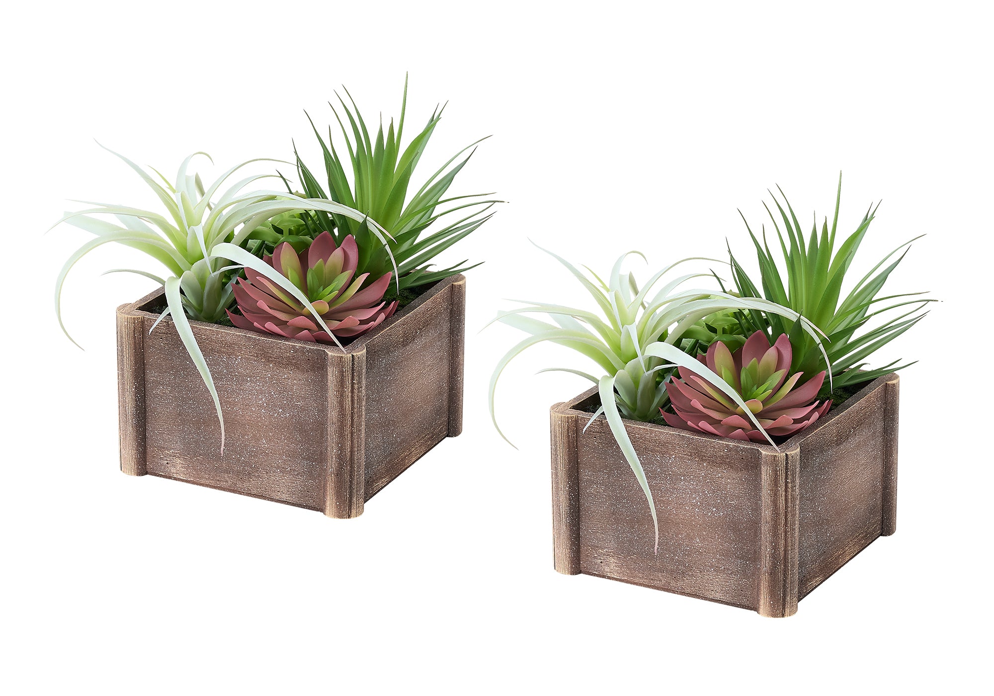 PLANTE ARTIFICIELLE - 2MCX / 10"H SUCCULENTE 7"X7" POT BOIS – I 9371