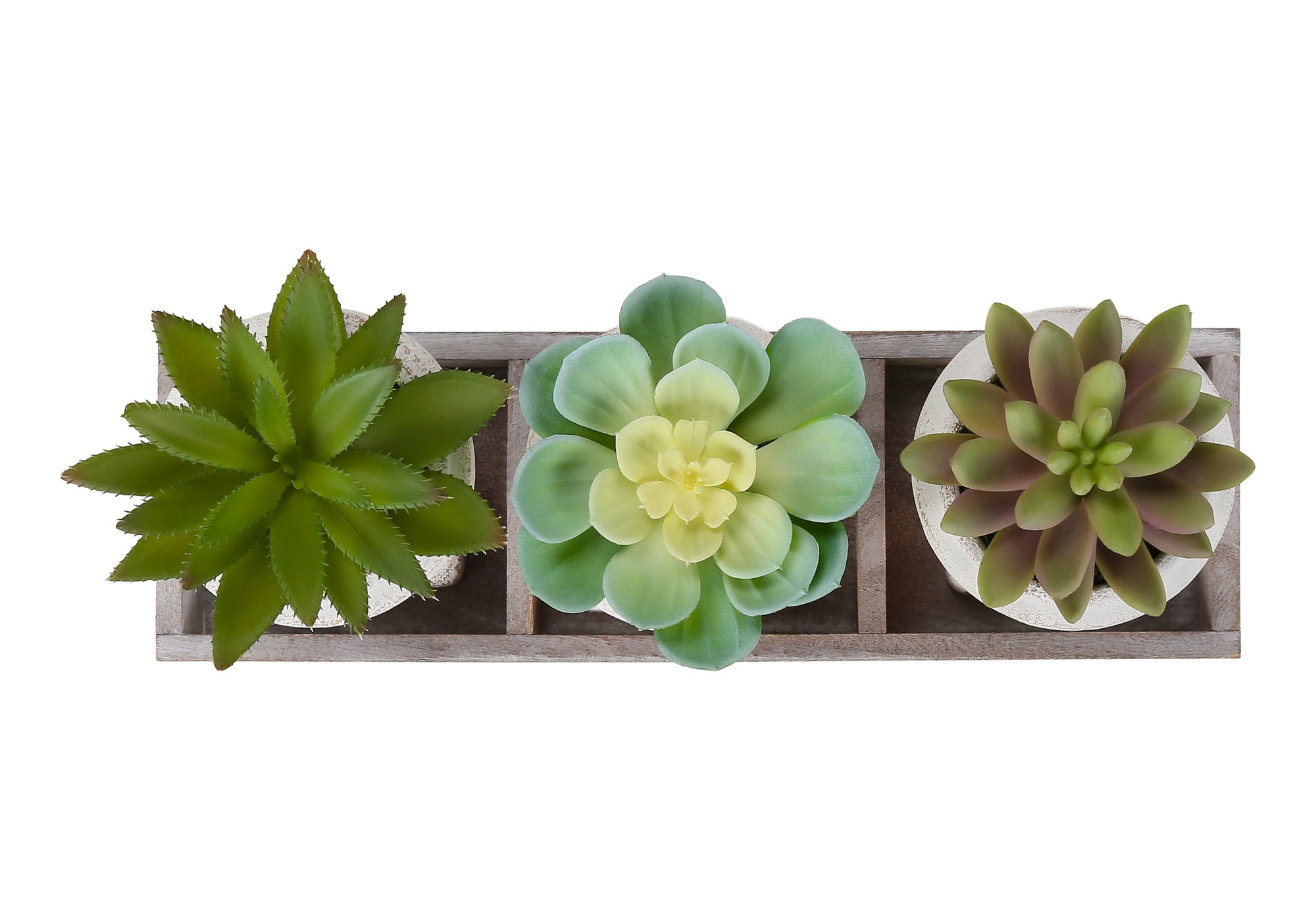 PLANTE ARTIFICIELLE - 3MCX / 6"H SUCCULENTE POT BEIGE / BOIS – I 9373