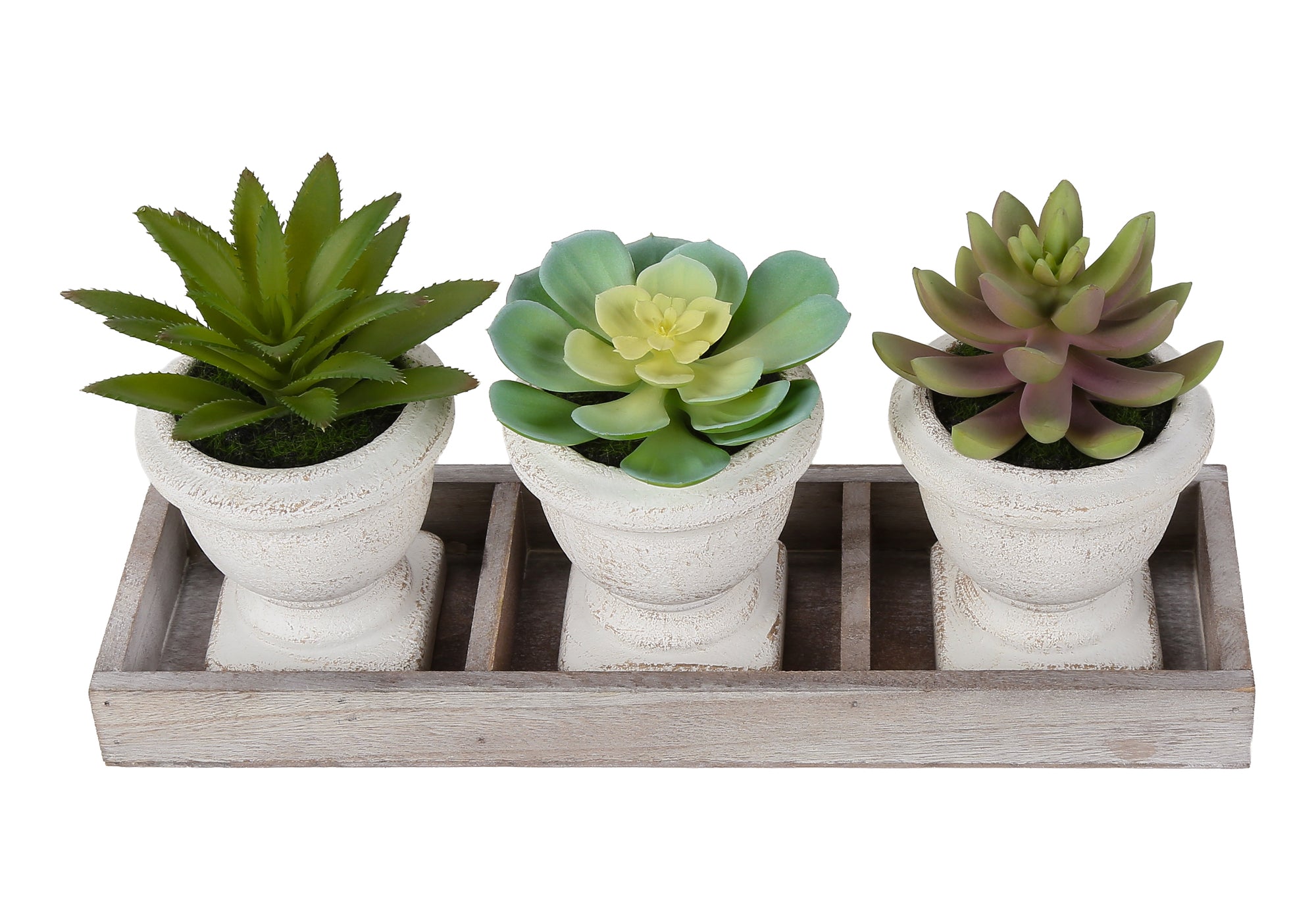 PLANTE ARTIFICIELLE - 3MCX / 6"H SUCCULENTE POT BEIGE / BOIS – I 9373