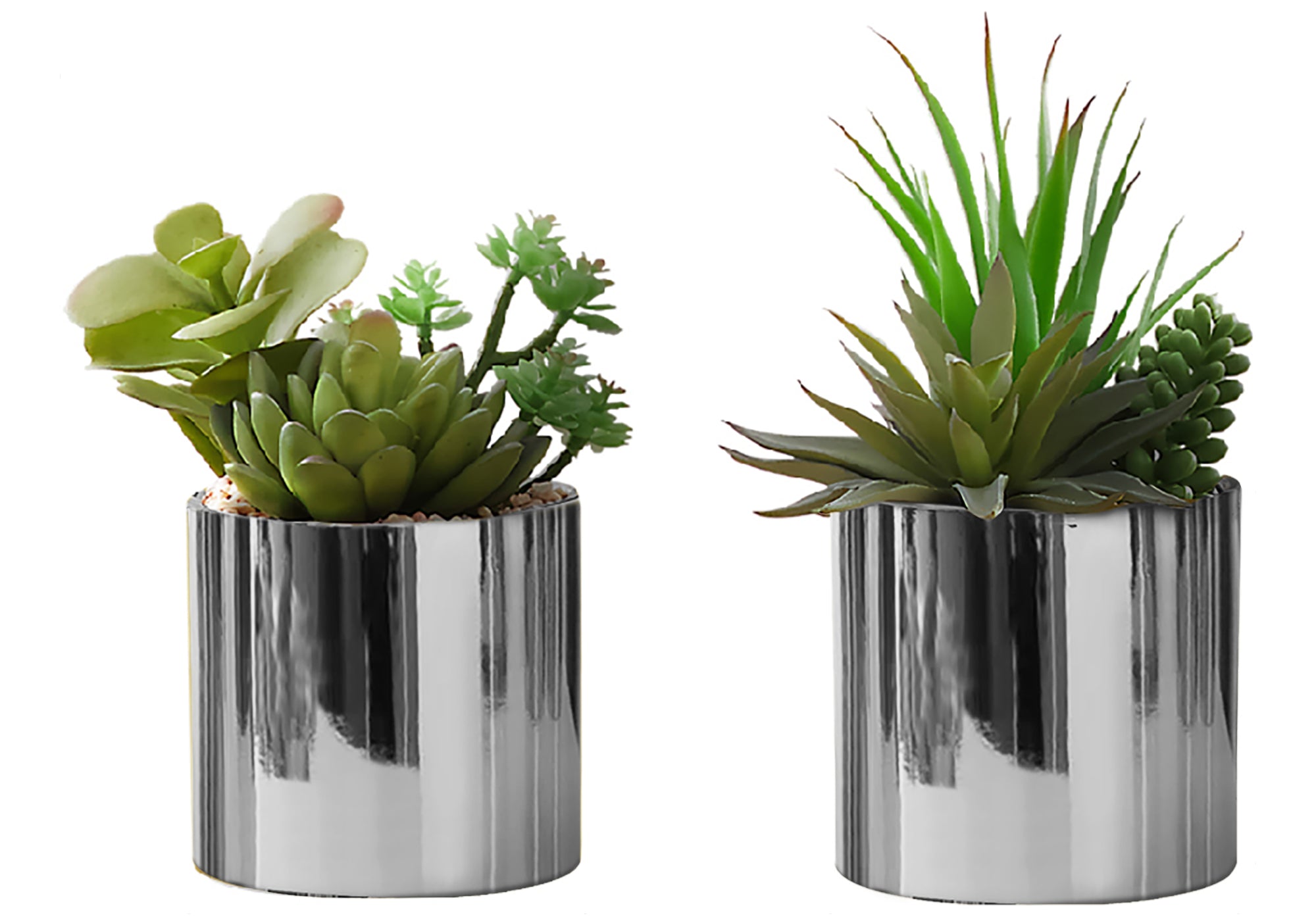 PLANTE ARTIFICIELLE - 2MCX / 7"H SUCCULENT POT 3" CHROME – I 9550