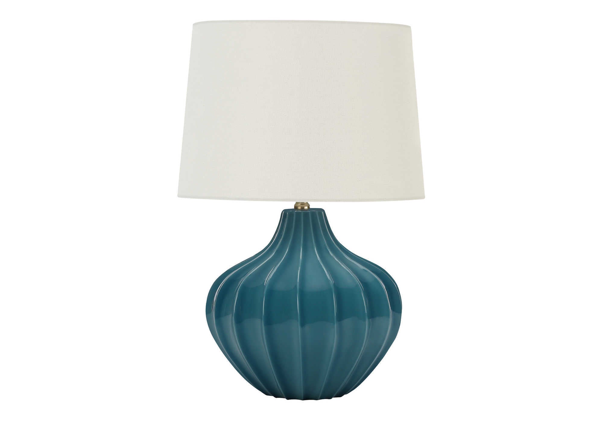 LUMINAIRE - 24"H LAMPE DE TABLE BLEU CERAMIQUE / IVOIRE – I 9612.