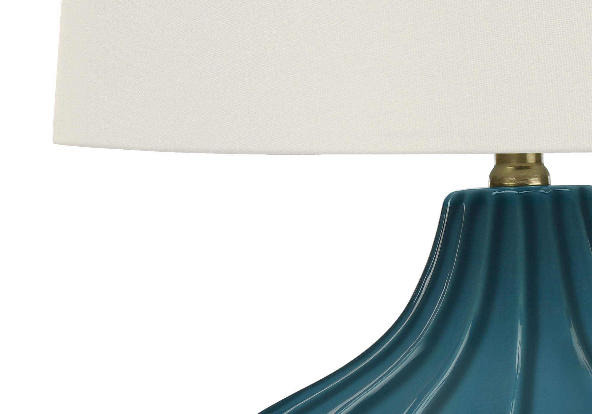 LUMINAIRE - 24"H LAMPE DE TABLE BLEU CERAMIQUE / IVOIRE – I 9612.