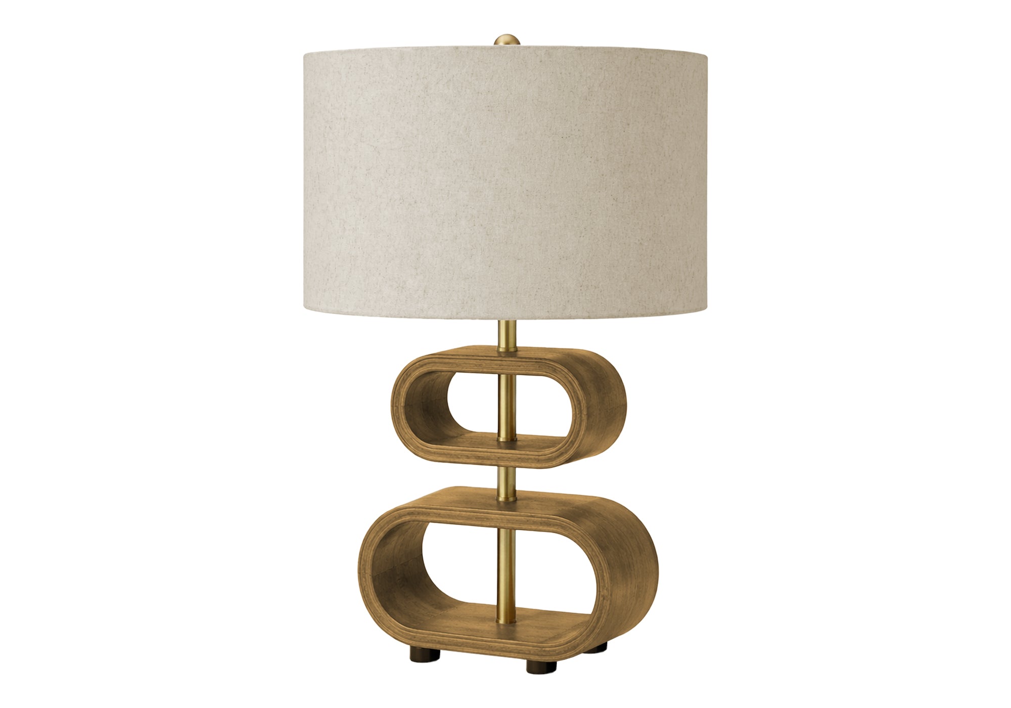 LUMINAIRE - 20"H LAMPE DE TABLE BRUN EN BOIS / BEIGE – I 9616