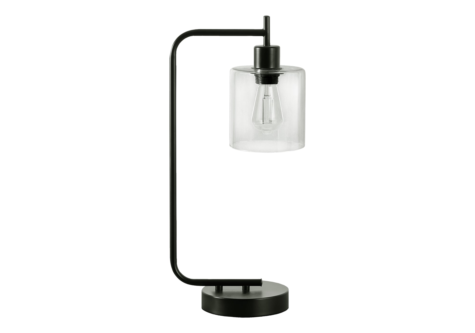 LUMINAIRE - 20"H LAMPE DE TABLE NOIR METAL / VERRE / USB – I 9637.
