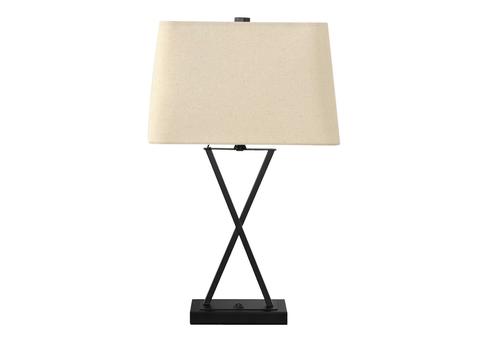 LUMINAIRE - 25"H LAMPE DE TABLE NOIR METAL / BEIGE / USB – I 9638.