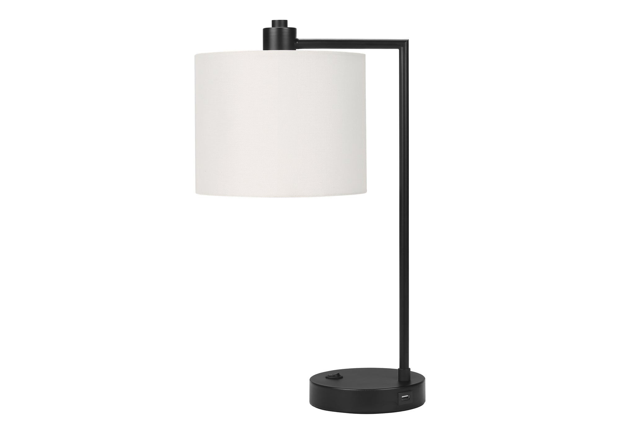 LUMINAIRE - 19"H LAMPE DE TABLE NOIR METAL / IVOIRE / USB – I 9646.