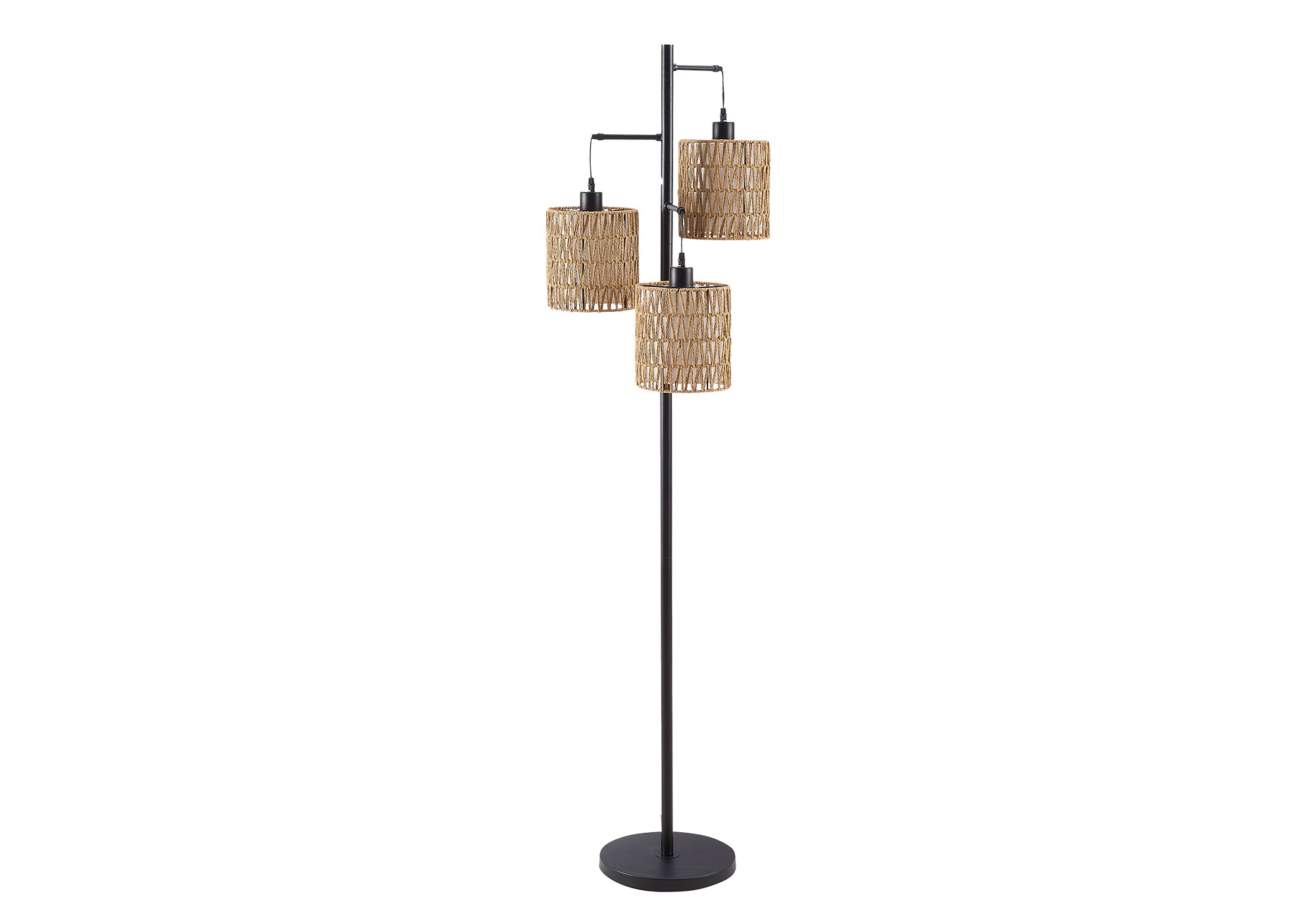 LUMINAIRE - 73"H LAMPE SUR PIED NOIR METAL / CORDE – I 9651