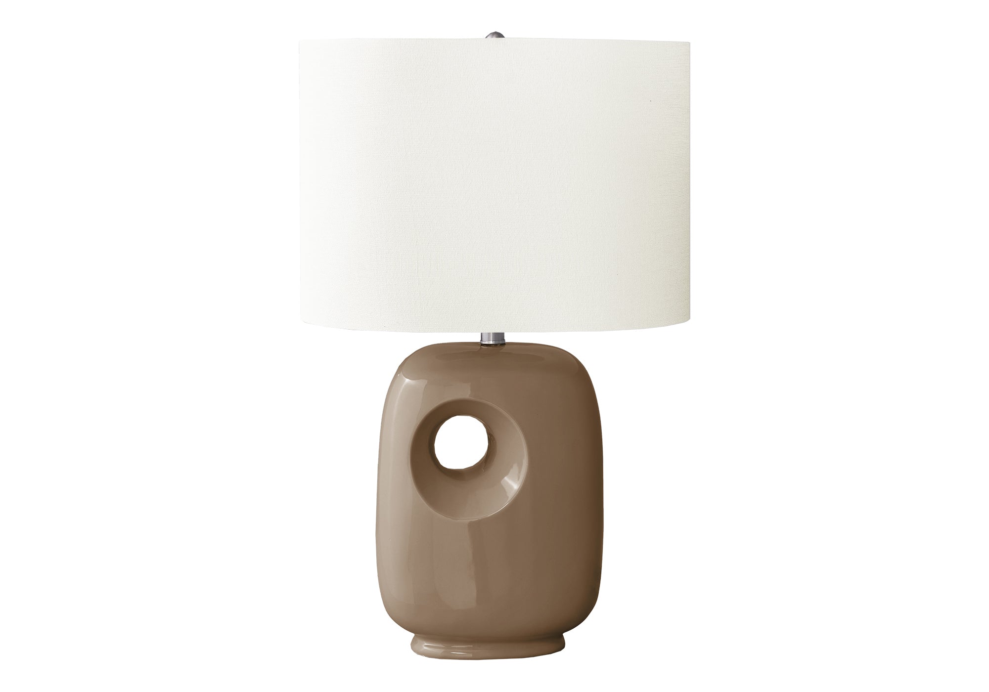 LUMINAIRE - 26"H LAMPE DE TABLE BRUN CERAMIQUE / IVOIRE – I 9676.