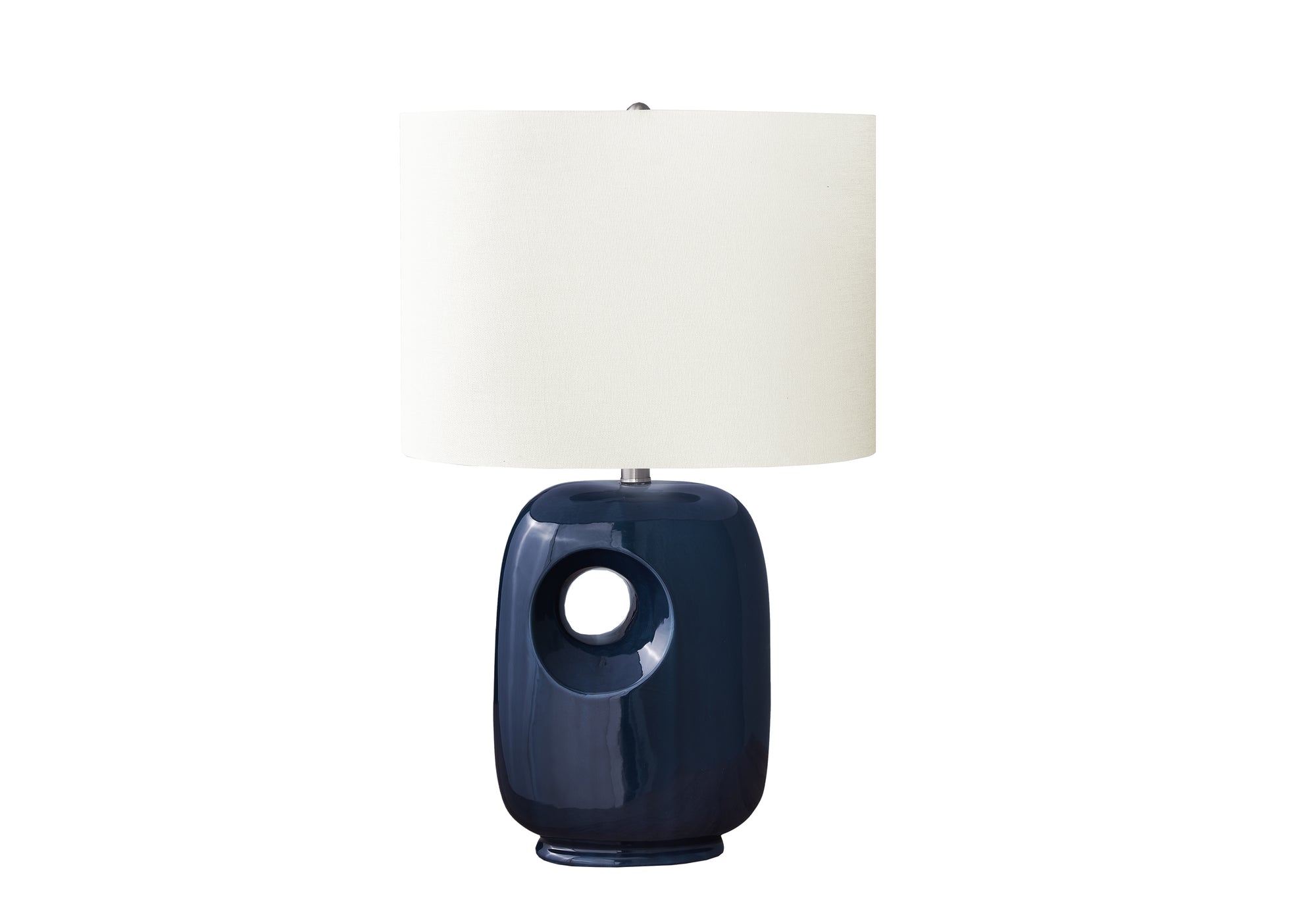 LUMINAIRE - 26"H LAMPE DE TABLE BLEU CERAMIQUE / IVOIRE – I 9677.