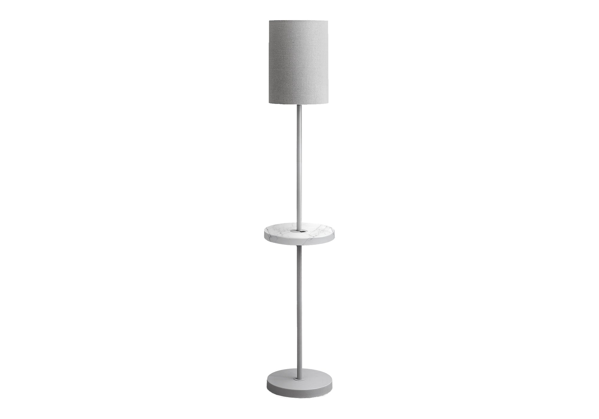LUMINAIRE - 62"H LAMPE SUR PIED ARGENT METAL / GRIS / USB – I 9692