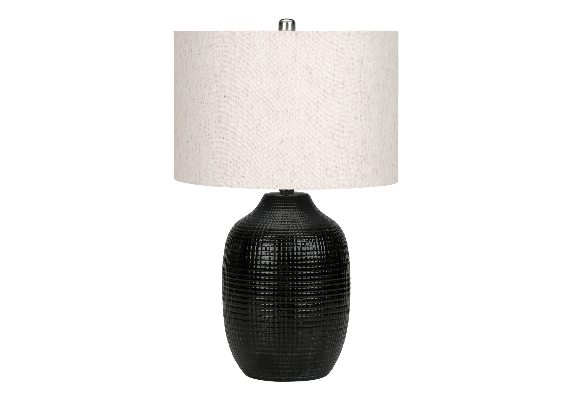 LUMINAIRE - 26"H LAMPE DE TABLE NOIR CERAMIQUE / IVOIRE – I 9705.