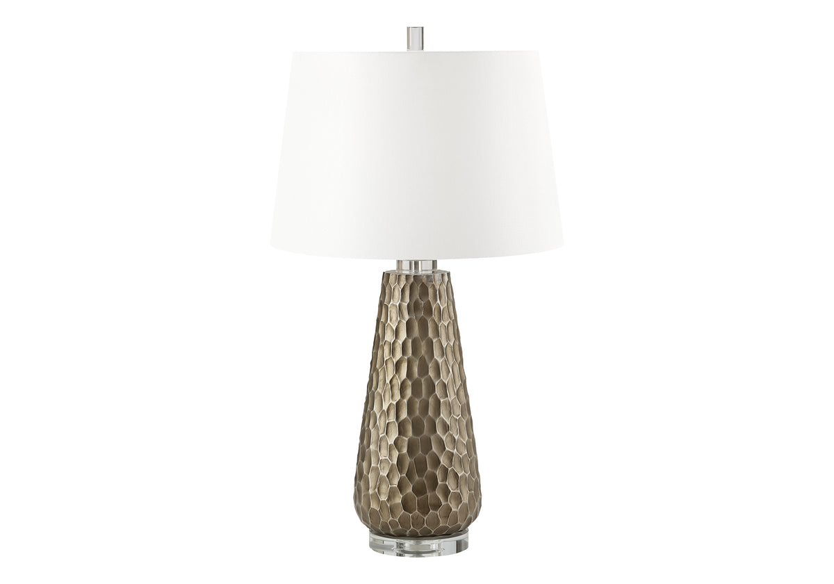 LUMINAIRE - 31"H LAMPE DE TABLE GRIS RESINE-CRYSTAL / IVOIRE – I 9737