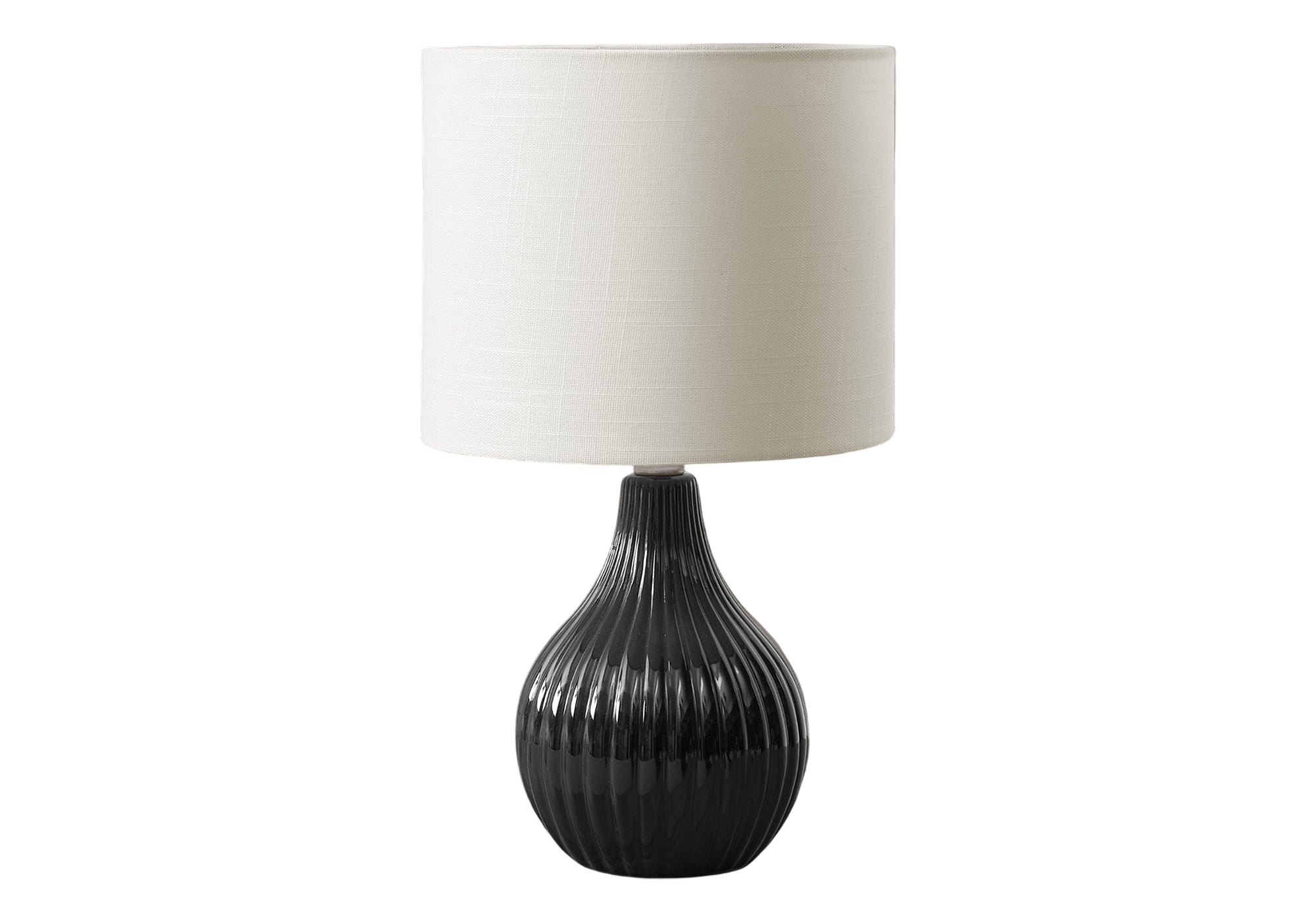 LUMINAIRE - 17"H LAMPE DE TABLE NOIR CERAMIQUE / IVOIRE – I 9775
