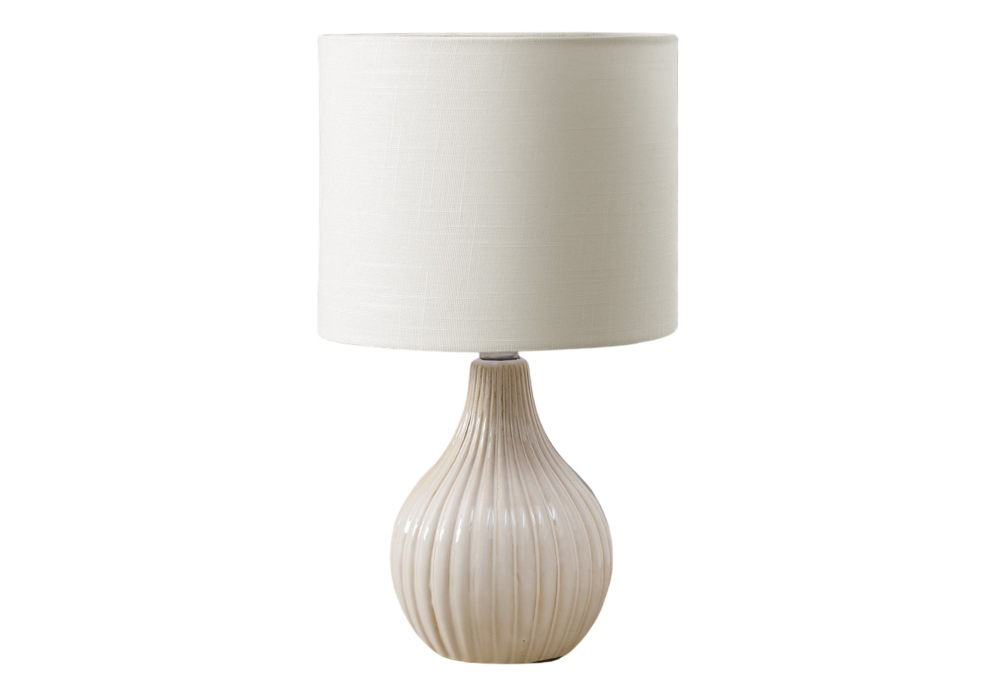 LUMINAIRE - 17"H LAMPE DE TABLE BEIGE CERAMIQUE / IVOIRE – I 9776