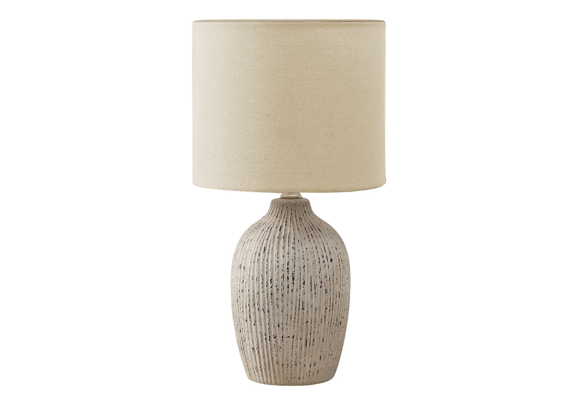 LUMINAIRE - 18"H LAMPE DE TABLE BEIGE CERAMIQUE / BEIGE – I 9783