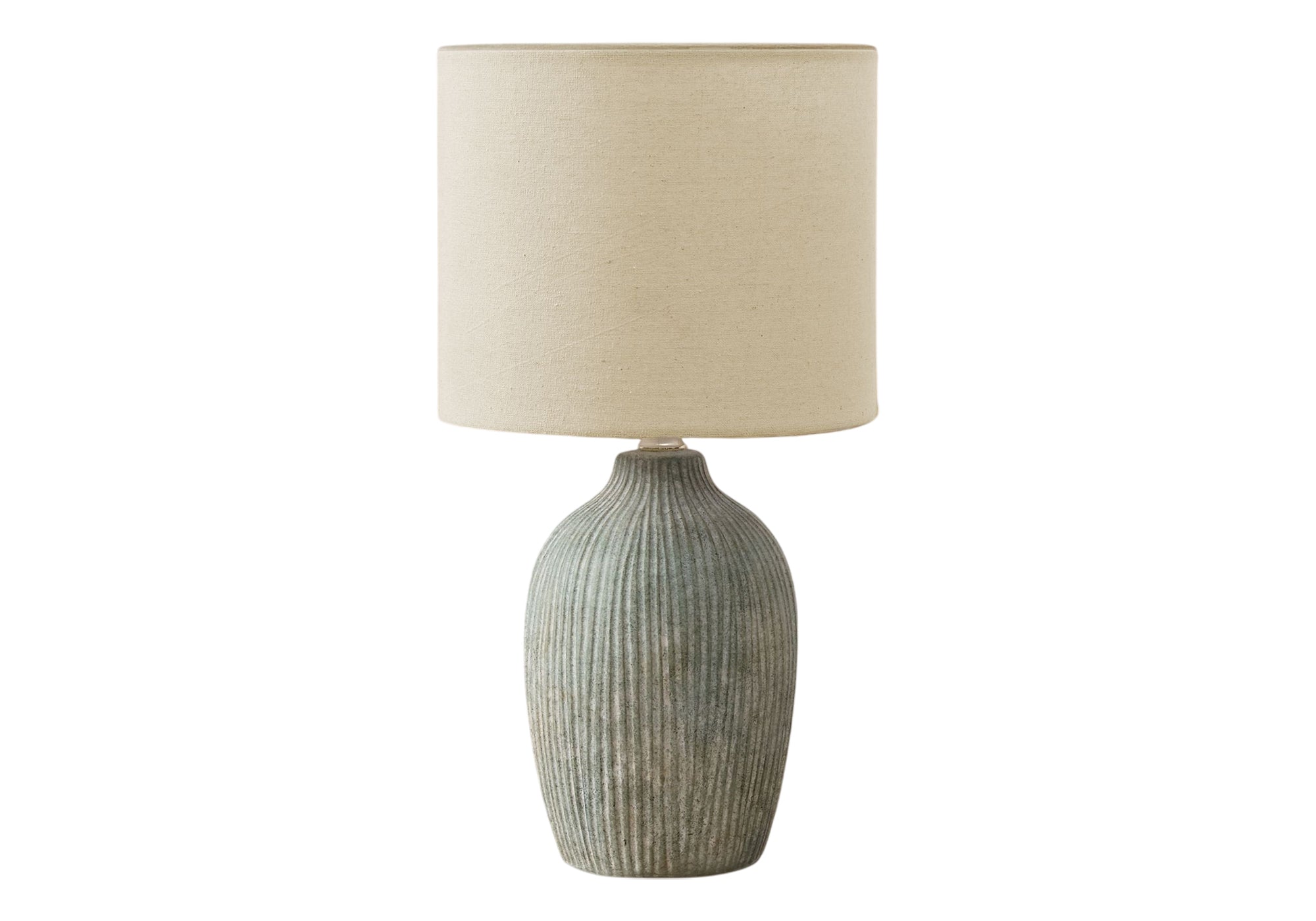 LUMINAIRE - 18"H LAMPE DE TABLE VERT CERAMIQUE / BEIGE – I 9784