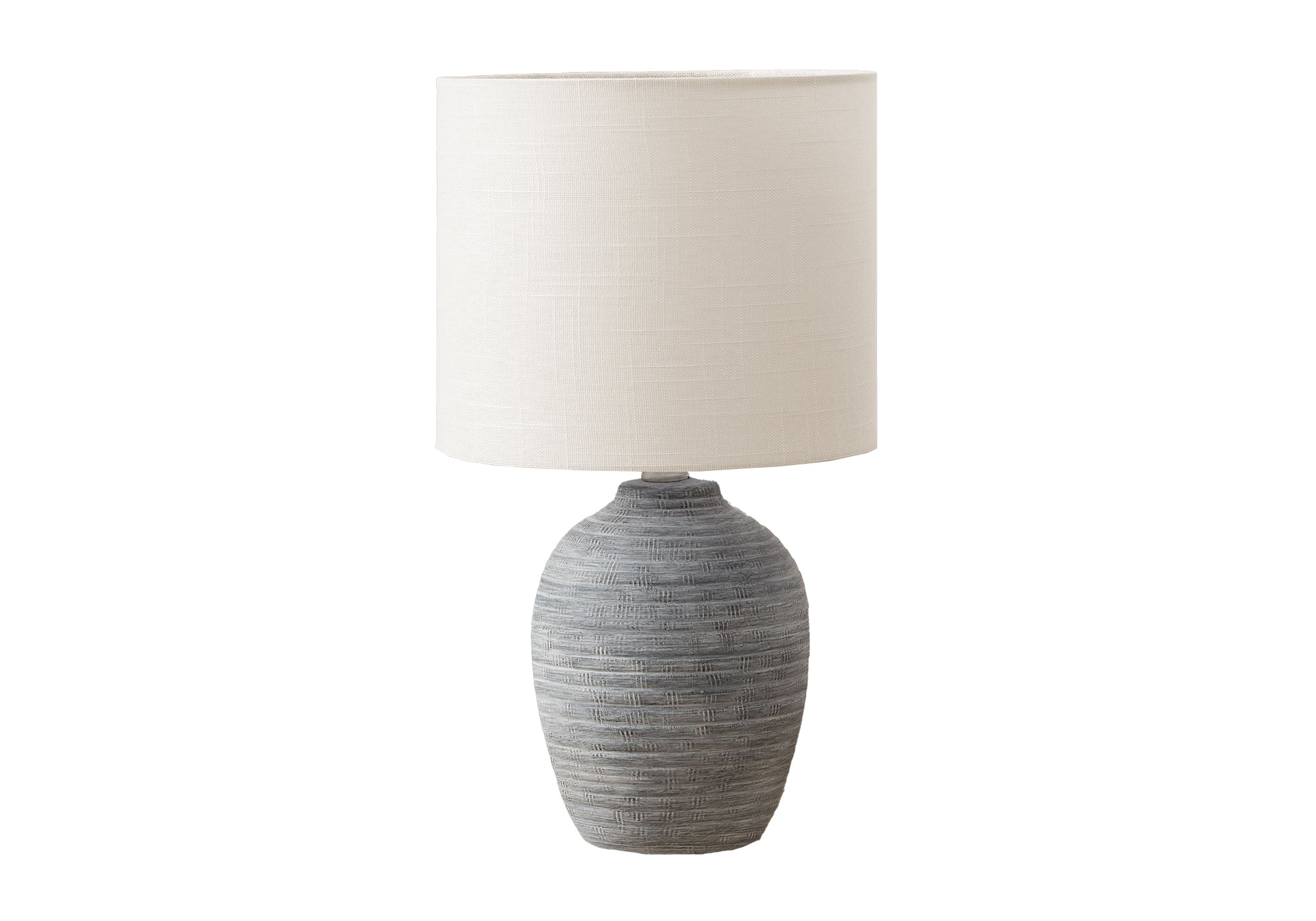LUMINAIRE - 17"H LAMPE DE TABLE GRIS CERAMIQUE / IVOIRE – I 9788