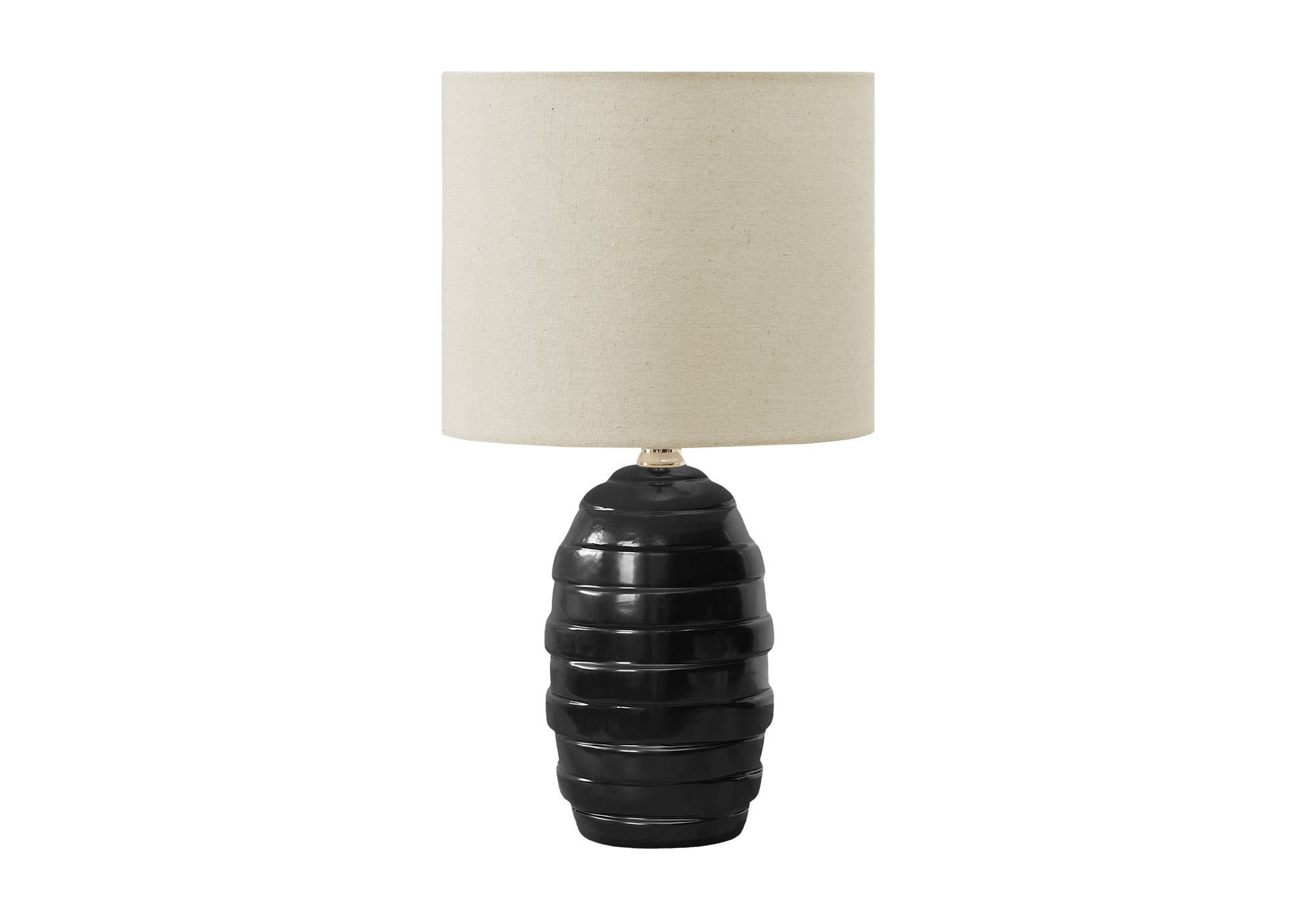 LUMINAIRE - 17"H LAMPE DE TABLE NOIR CERAMIQUE / BEIGE – I 9790