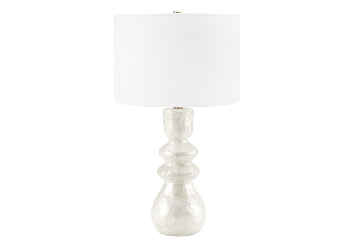 LUMINAIRE - 29"H LAMPE DE TABLE ONYX BLANC RESINE / IVOIRE – I 9799