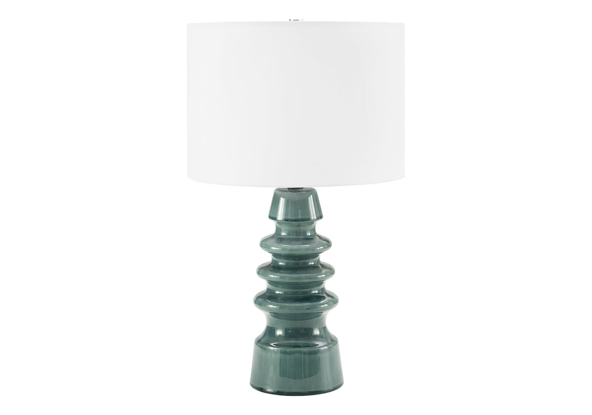 LUMINAIRE - 27"H LAMPE DE TABLE VERT CERAMIQUE / IVOIRE – I 9814