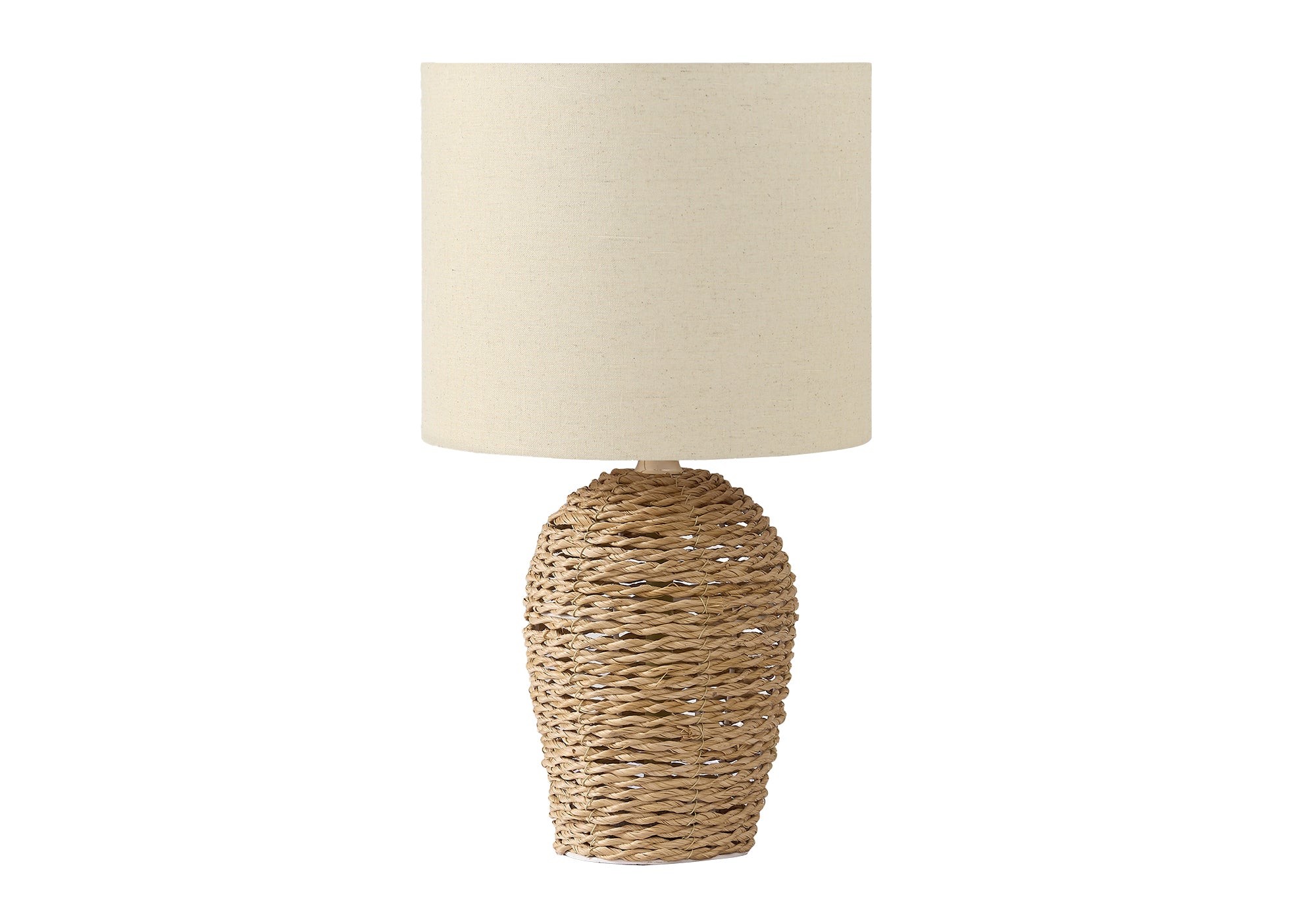 LUMINAIRE - 17"H LAMPE DE TABLE NATUREL ROTIN / BEIGE – I 9854