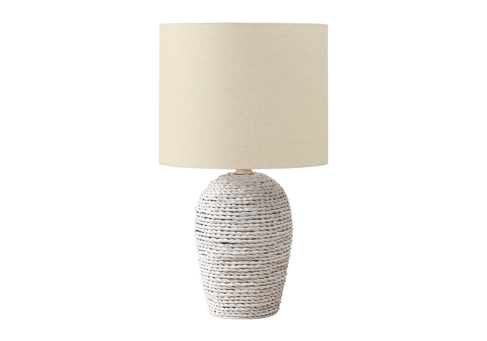 LUMINAIRE - 17"H LAMPE DE TABLE BLANC ROTIN / BEIGE – I 9855