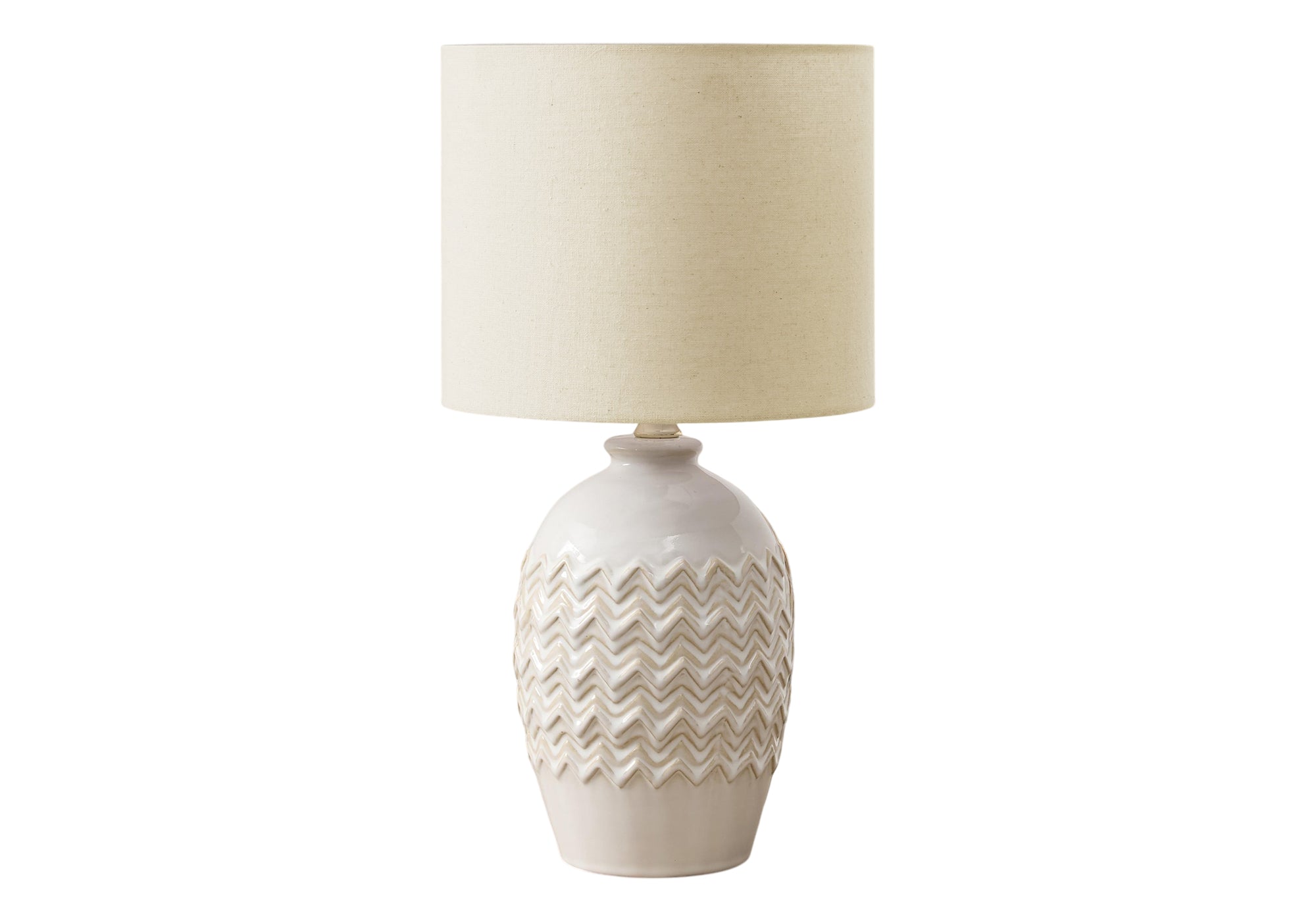 LUMINAIRE - 19"H LAMPE DE TABLE IVOIRE CERAMIQUE / BEIGE – I 9859