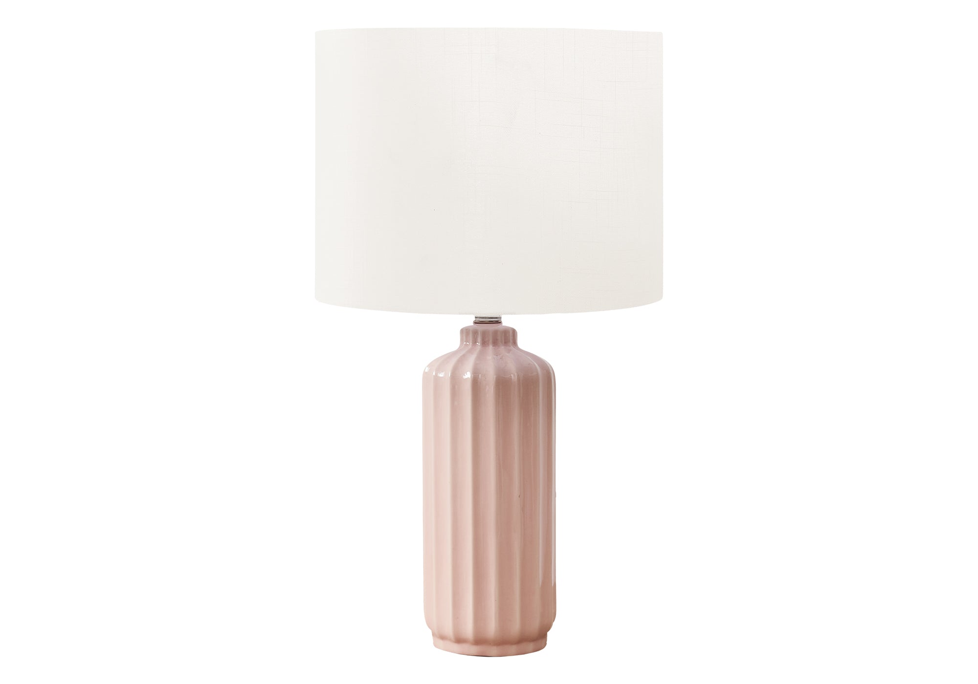 LUMINAIRE - 23"H LAMPE DE TABLE ROSE CERAMIQUE / IVOIRE – I 9871