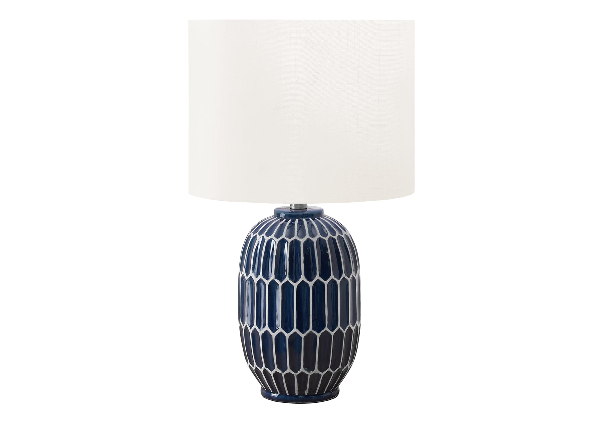 LUMINAIRE - 22"H LAMPE DE TABLE BLEU CERAMIQUE / IVOIRE – I 9876