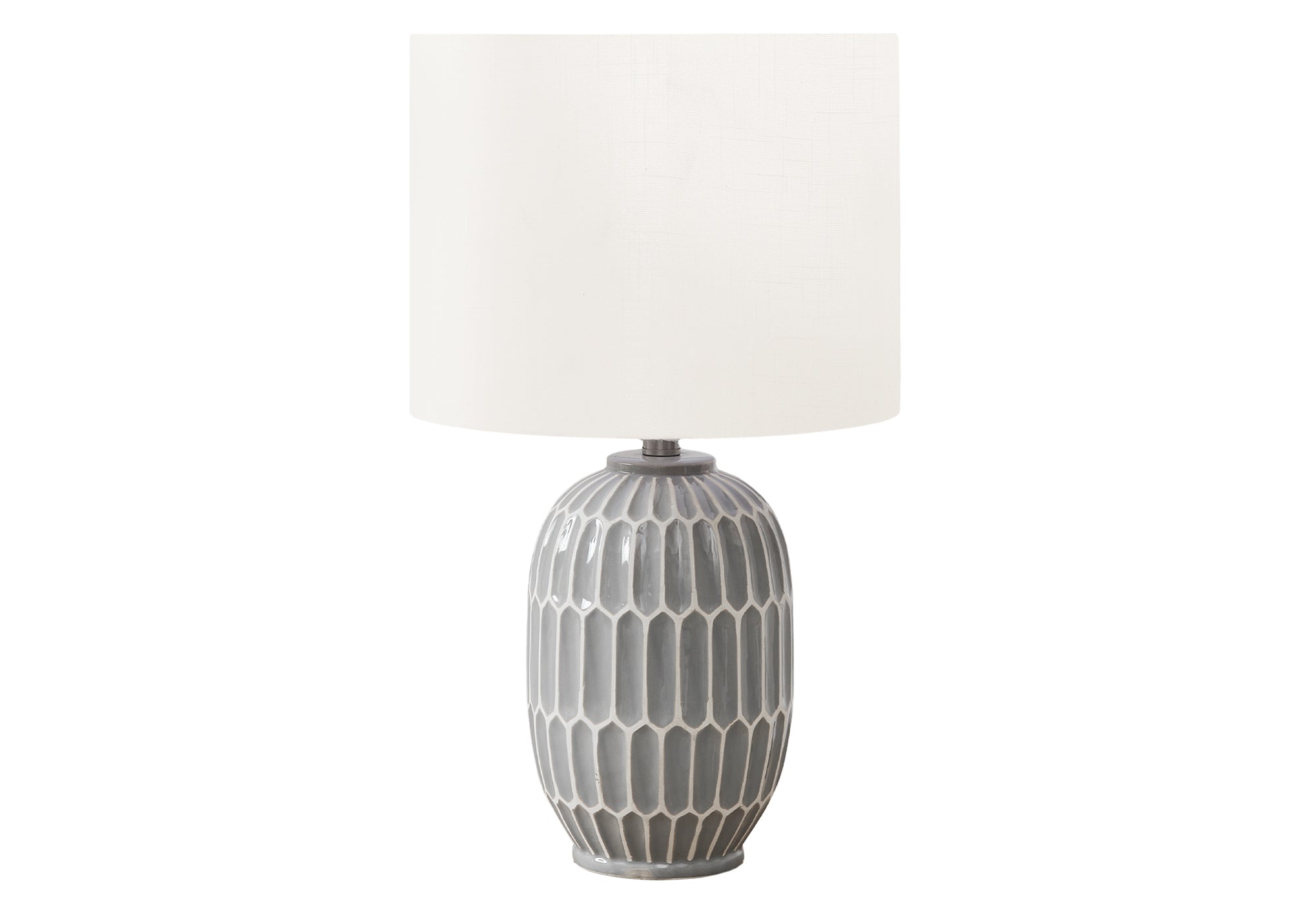 LUMINAIRE - 22"H LAMPE DE TABLE GRIS CERAMIQUE / IVOIRE – I 9878