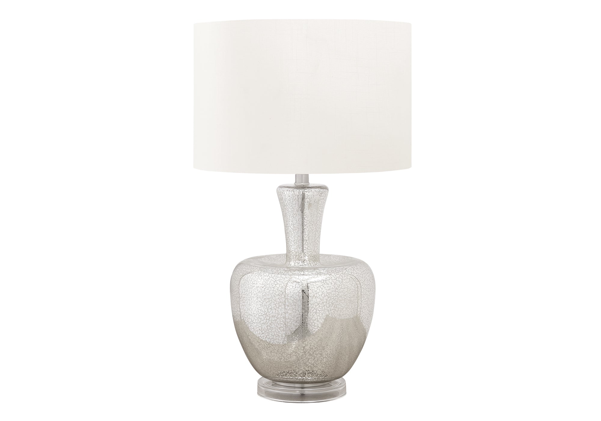 LUMINAIRE - 26"H LAMPE DE TABLE ARGENT EN VERRE / IVOIRE – I 9897