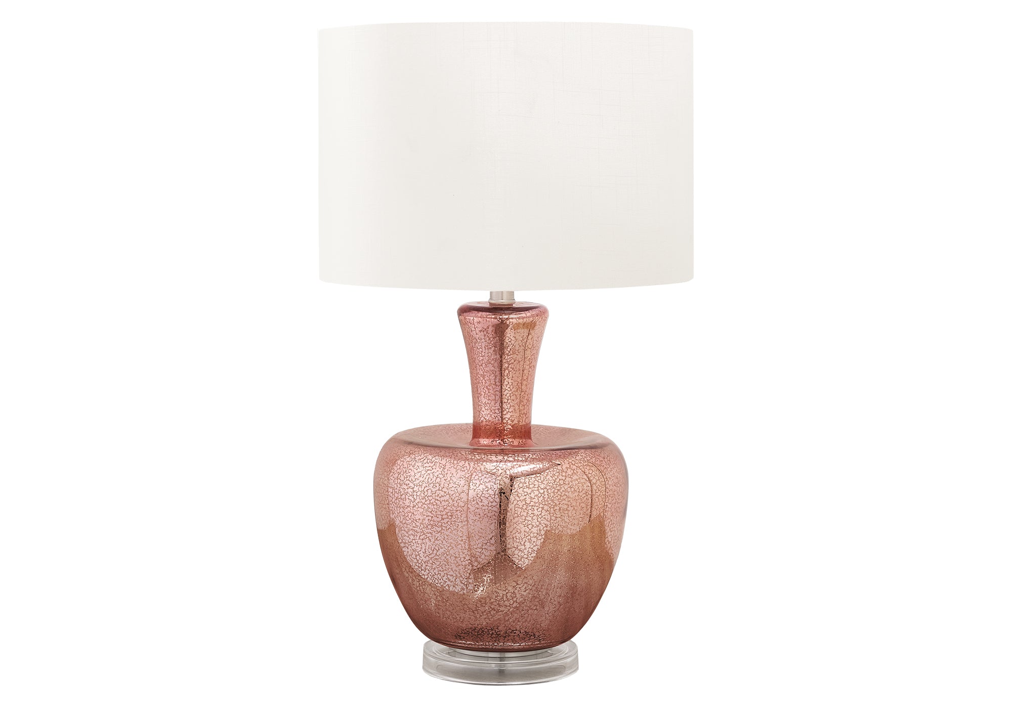 LUMINAIRE - 26"H LAMPE DE TABLE ROSE EN VERRE / IVOIRE – I 9899