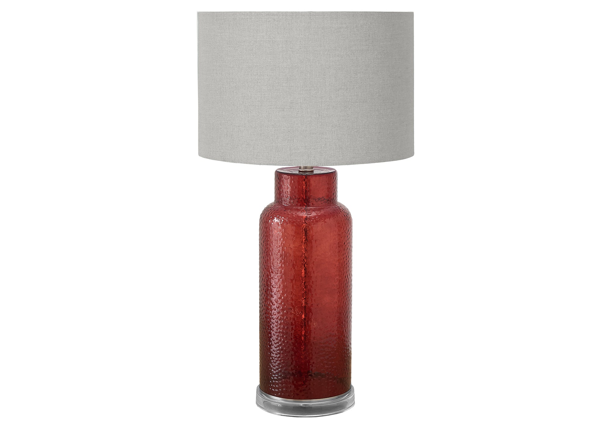 LUMINAIRE - 28"H LAMPE DE TABLE ROUGE EN VERRE / GRIS – I 9909