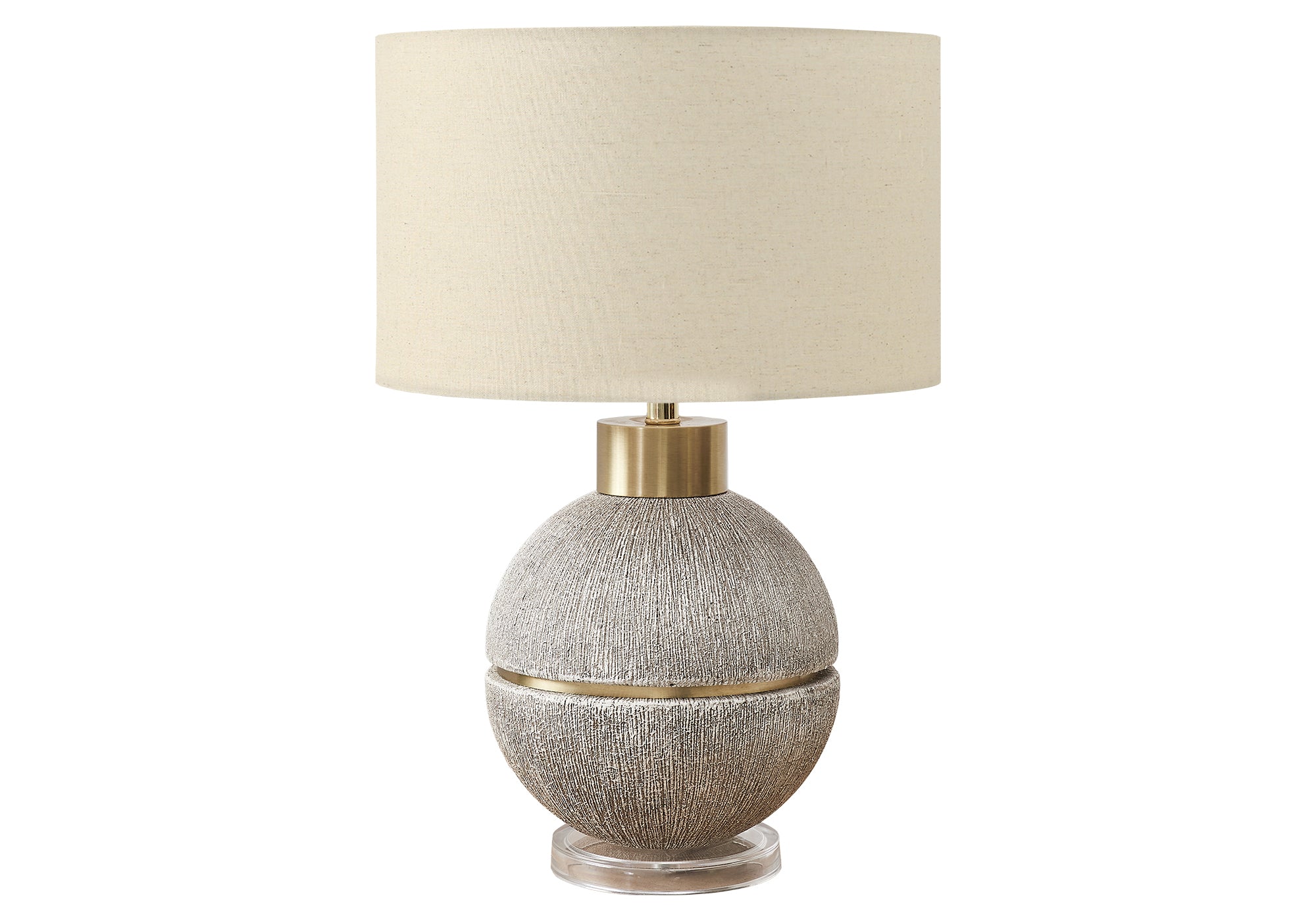LUMINAIRE - 26"H LAMPE DE TABLE BRUN-OR RESINE / BEIGE – I 9925