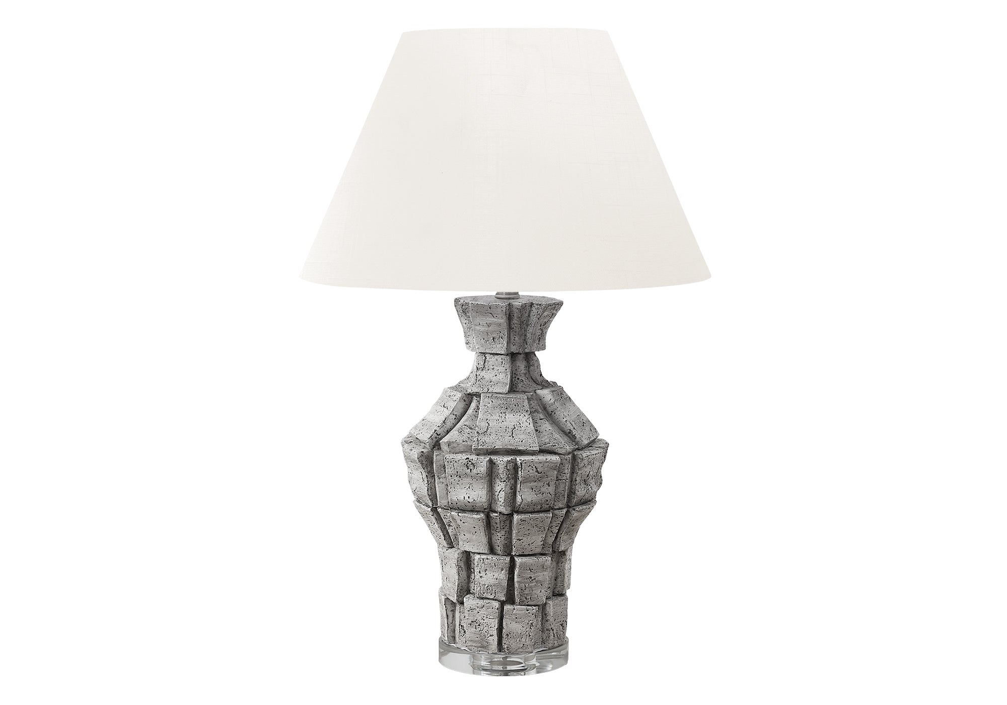 LUMINAIRE - 28"H LAMPE DE TABLE GRIS RESINE / IVOIRE – I 9936