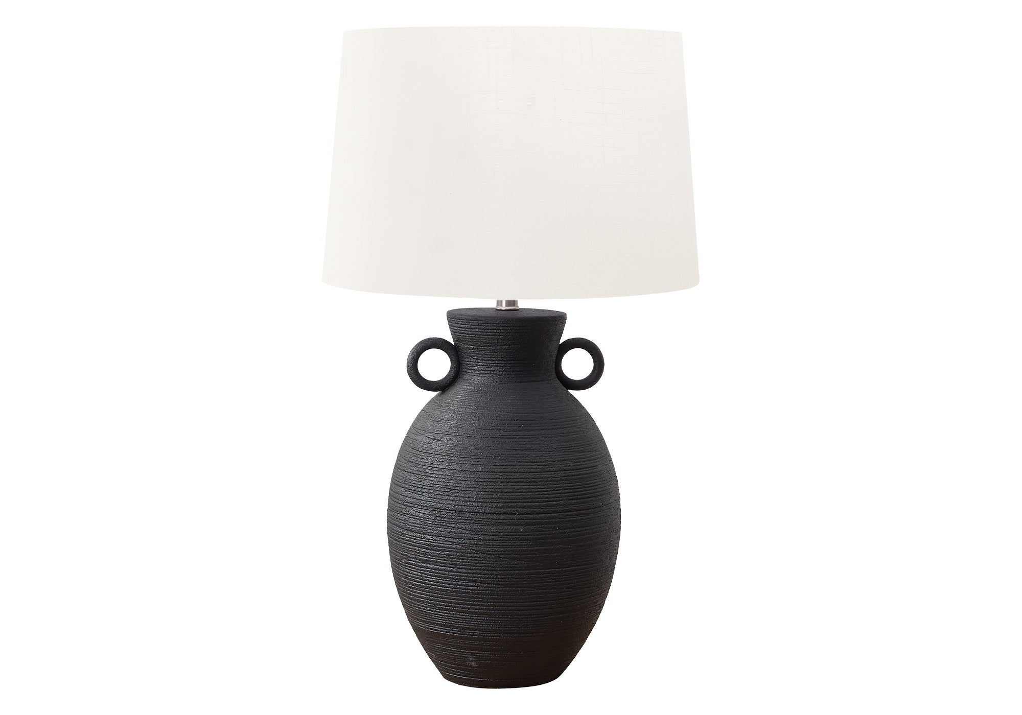 LUMINAIRE - 30"H LAMPE DE TABLE NOIR CERAMIQUE / IVOIRE – I 9944
