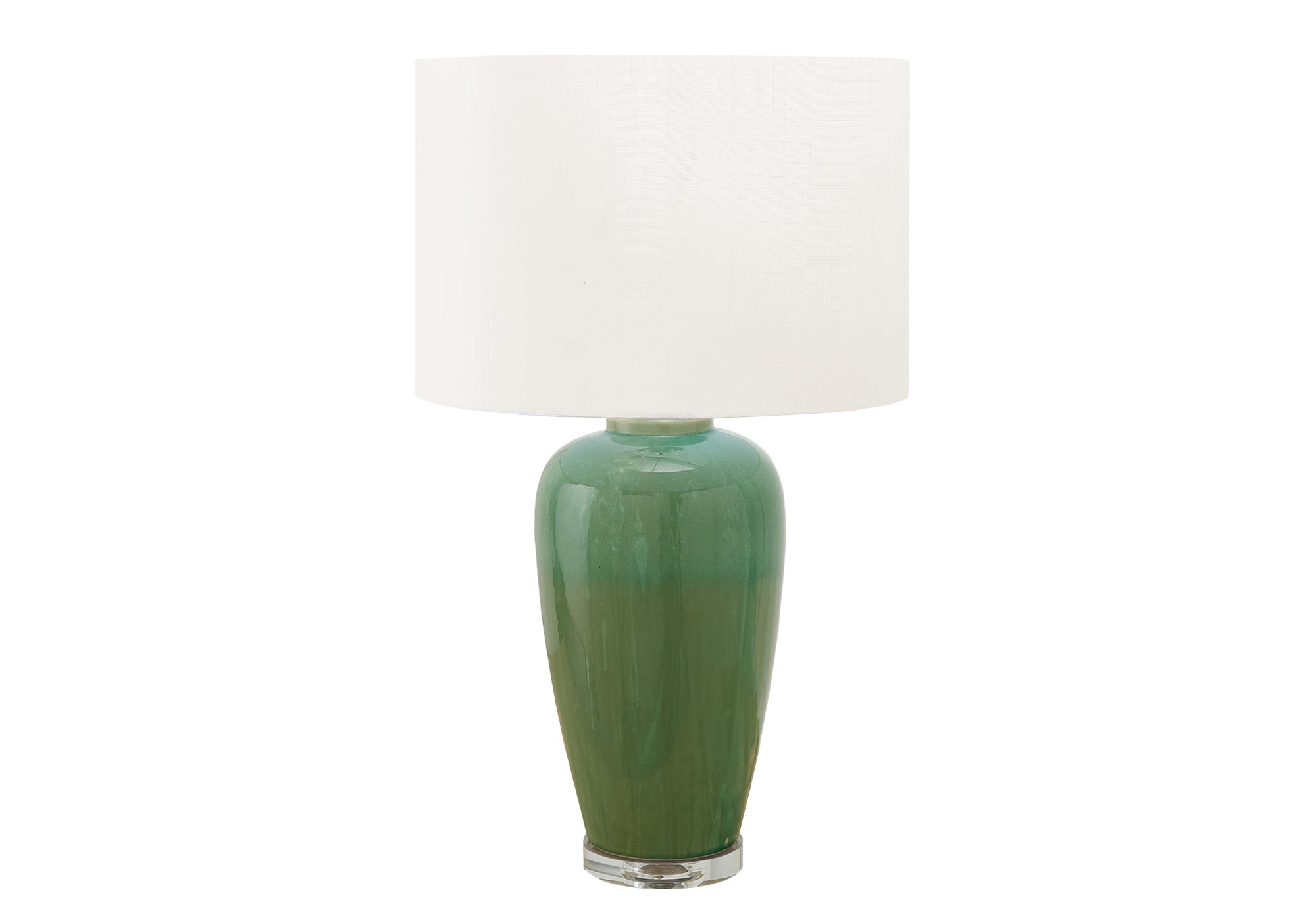 LUMINAIRE - 29"H LAMPE DE TABLE VERT CERAMIQUE / IVOIRE – I 9946