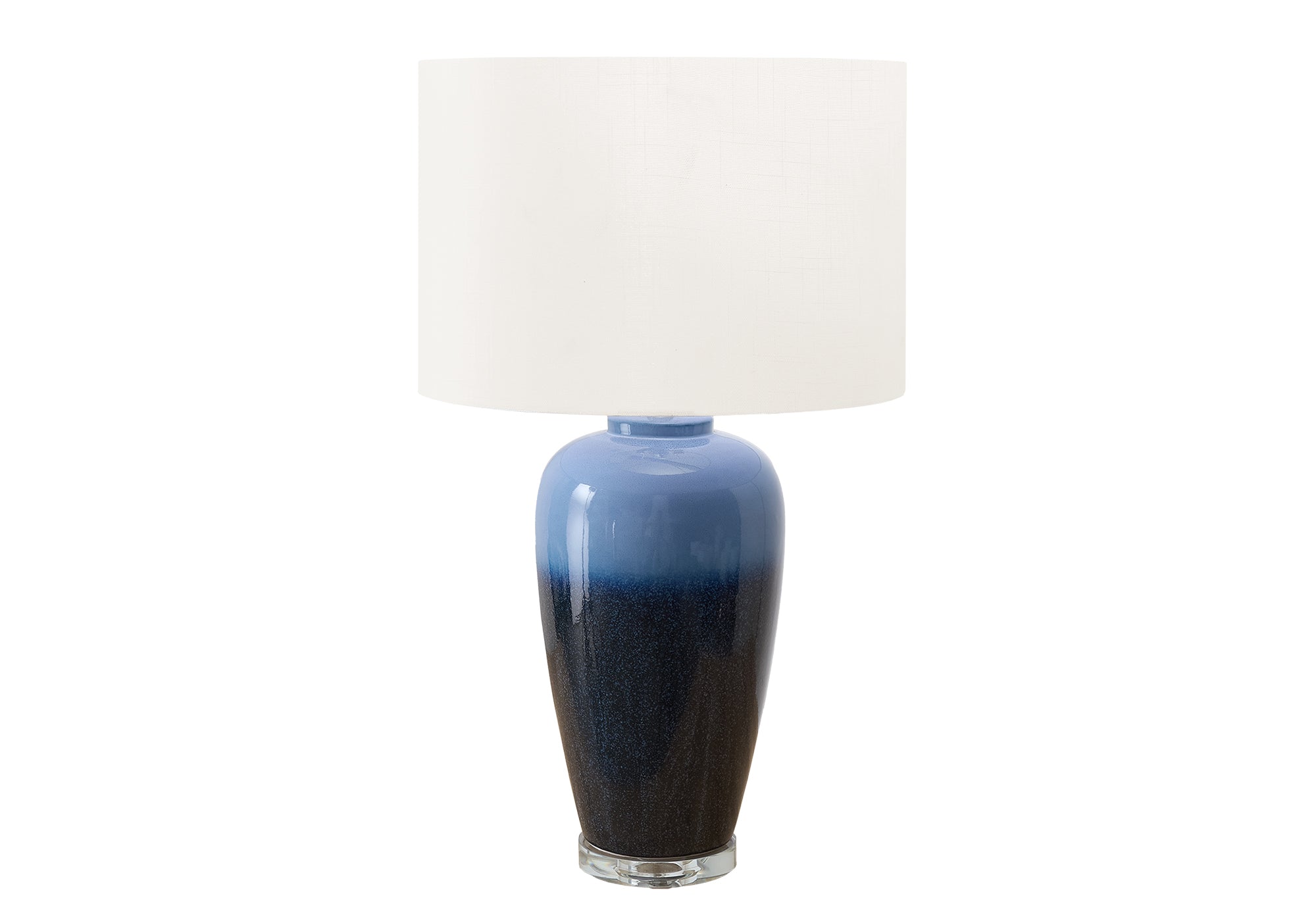 LUMINAIRE - 29"H LAMPE DE TABLE BLEU CERAMIQUE / IVOIRE – I 9947