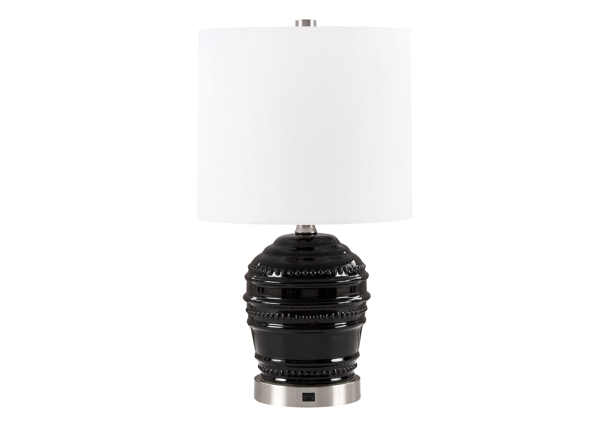 LUMINAIRE - 2MCX / 19"LAMPE DE TABLE CERAMIQUE NOIR / USB – I 9963