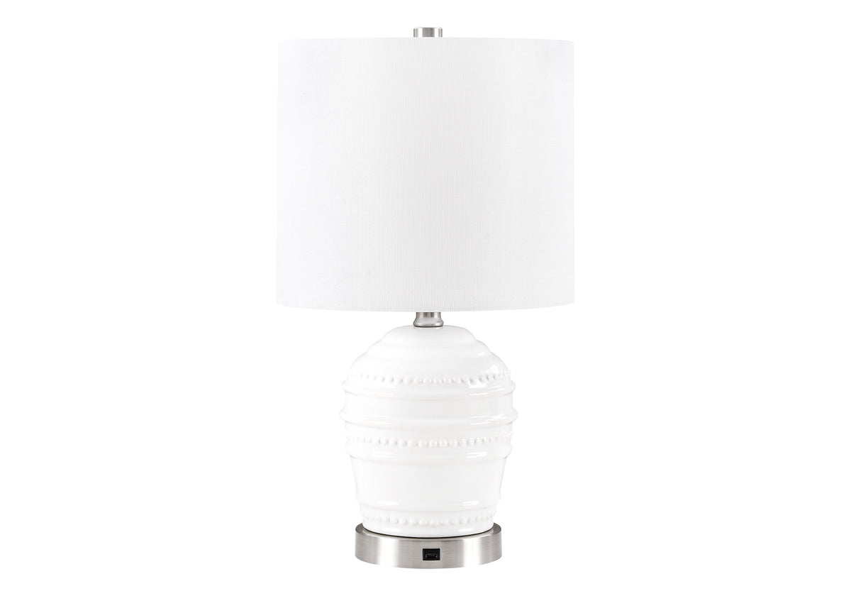 LUMINAIRE - 2MCX / 19"LAMPE DE TABLE CERAMIQUE BLANC / USB – I 9964