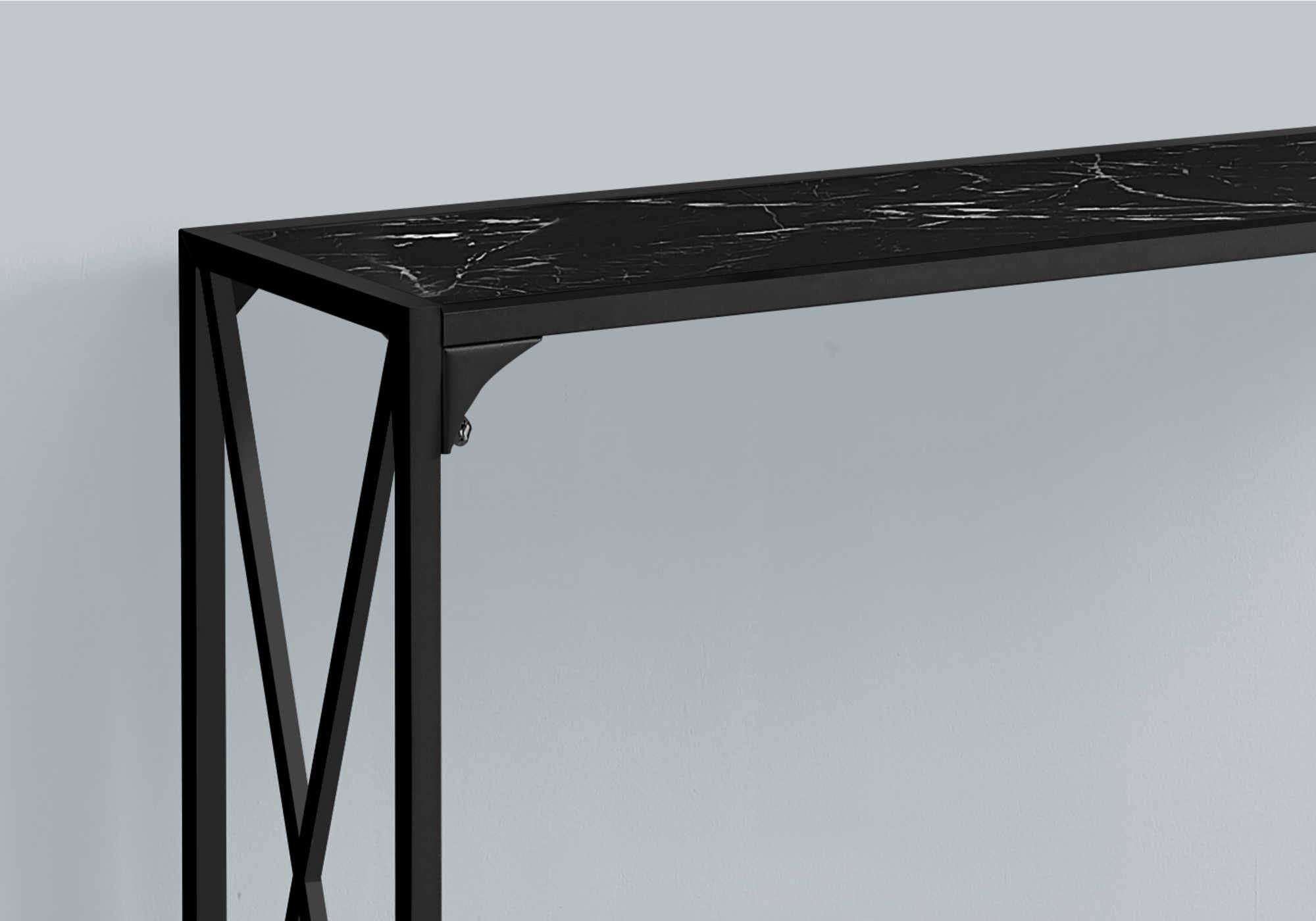 TABLE D'APPOINT - 48"L / MARBRE NOIR/CONSOLE D'ENTRE NOIR – I 2126.