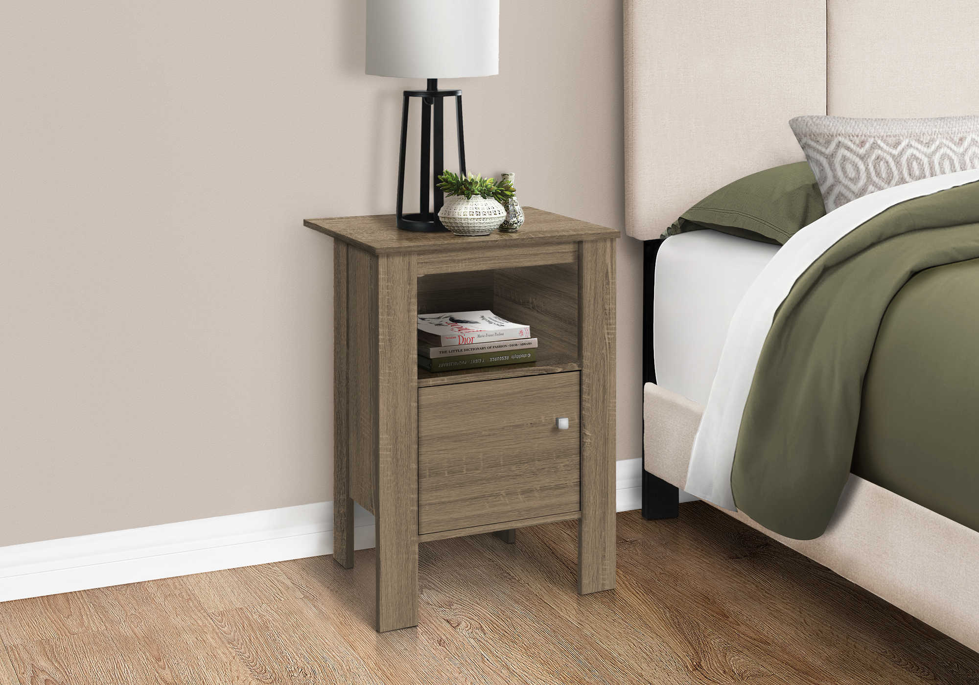 Image of nightstand - dark taupe night stand with storage  i 2136.