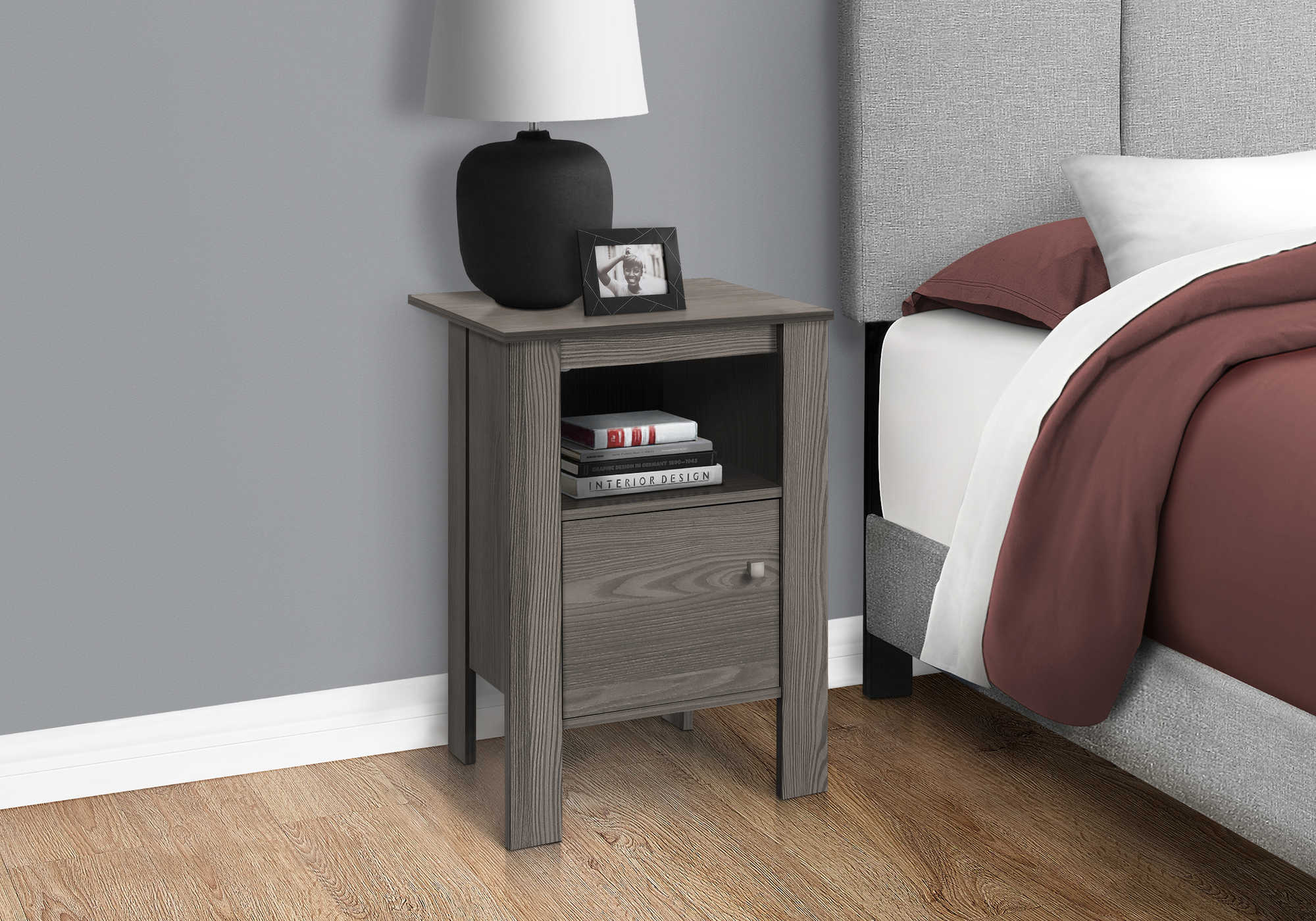 Image of nightstand - grey night stand with storage  i 2138.