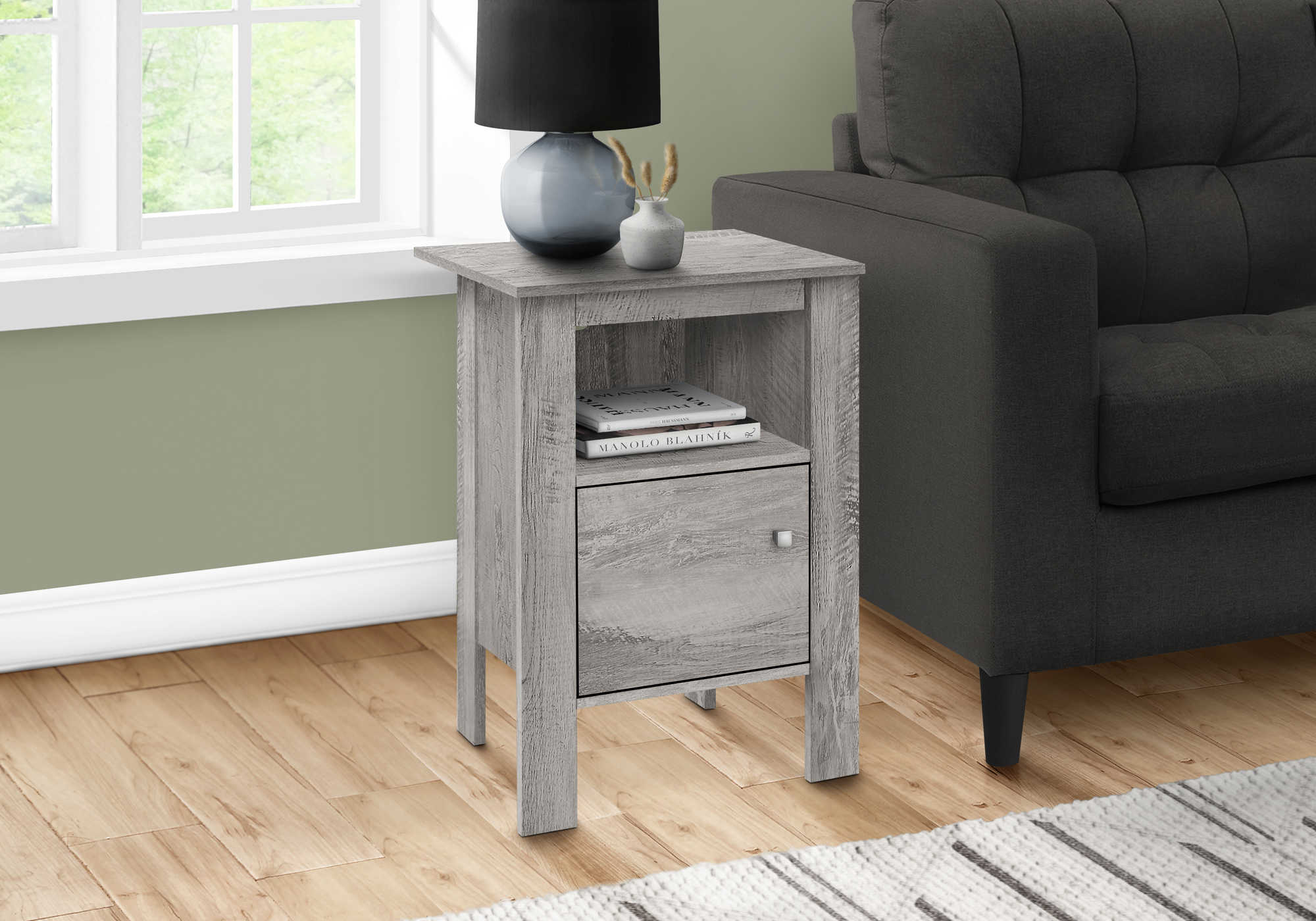 Image of accent table - industrial grey night stand with storage  i 2142.