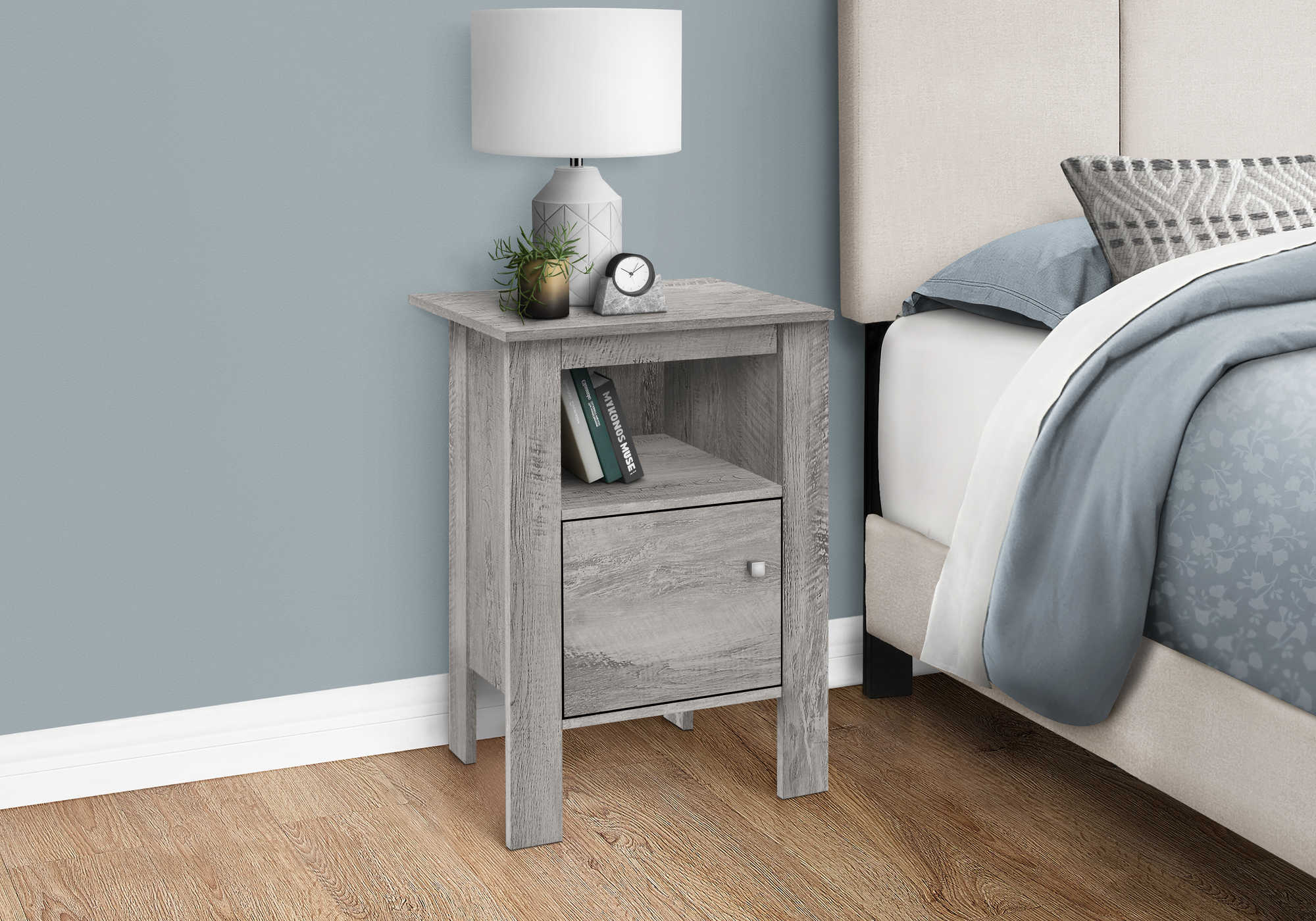 Image of nightstand - industrial grey night stand with storage  i 2142.