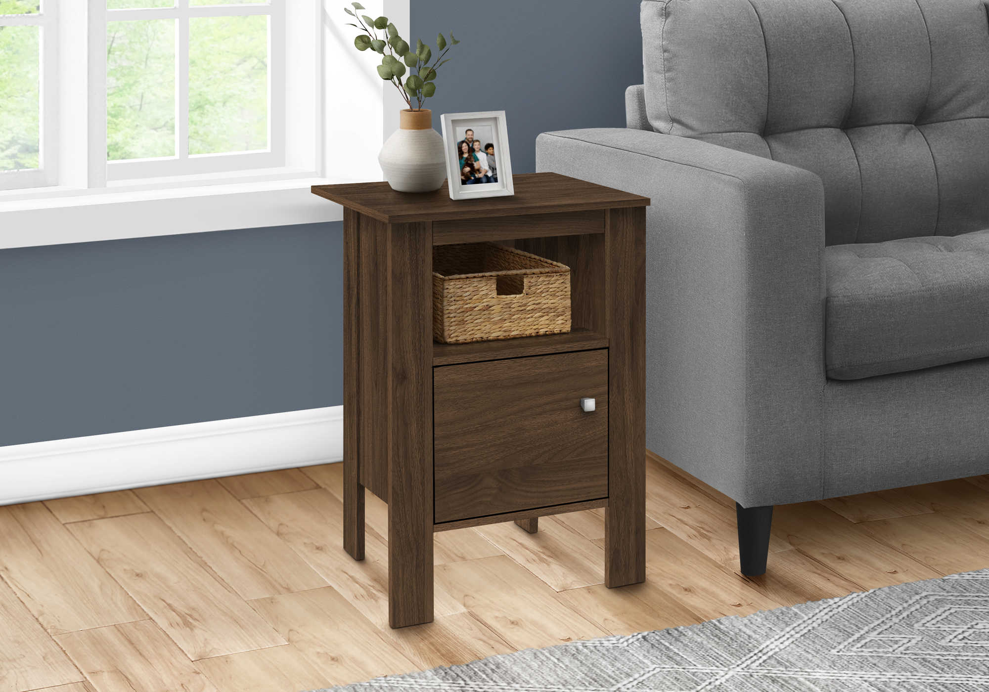 Image of accent table - dark walnut night stand with storage  i 2144.