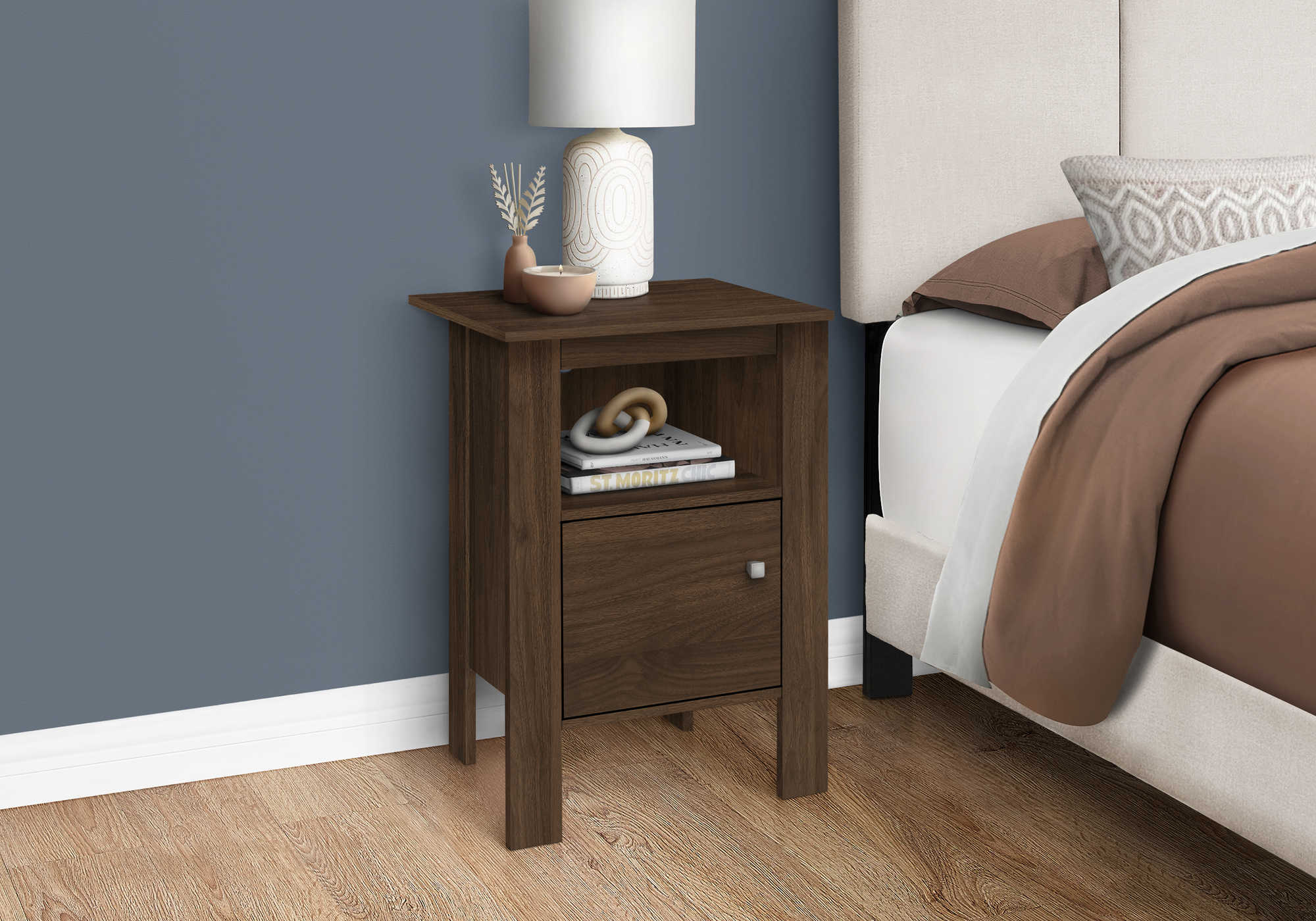 Image of nightstand - dark walnut night stand with storage  i 2144.